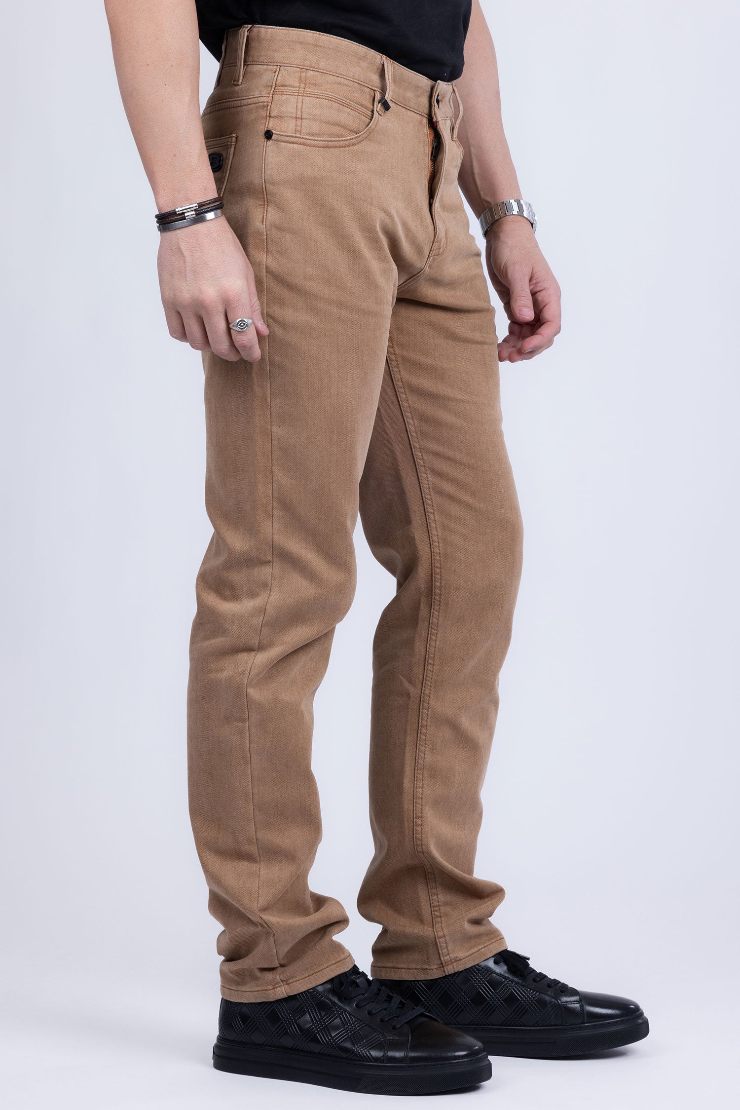 Barabas Men's Solid Color Premium Stretch Denim Jeans 3SN100 Light Rust