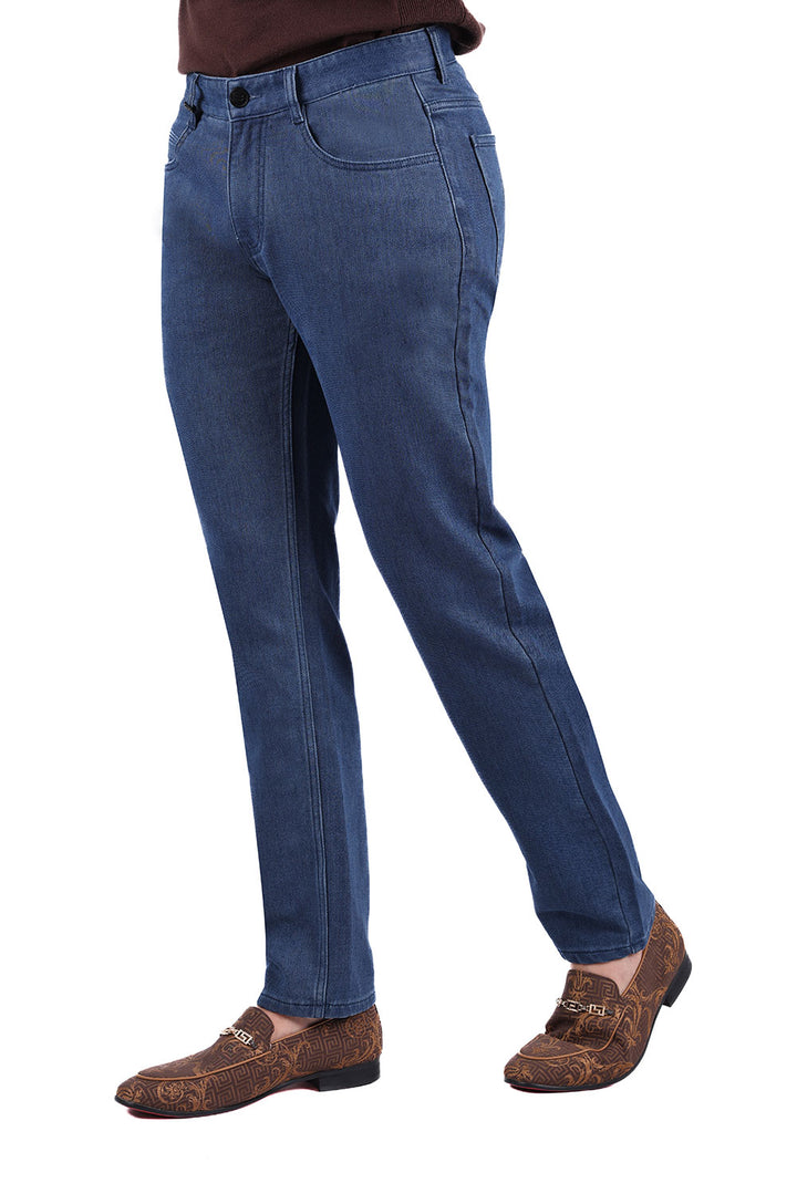 Barabas Men's Solid Color Premium Stretch Denim Jeans 3SN100 medium Blue