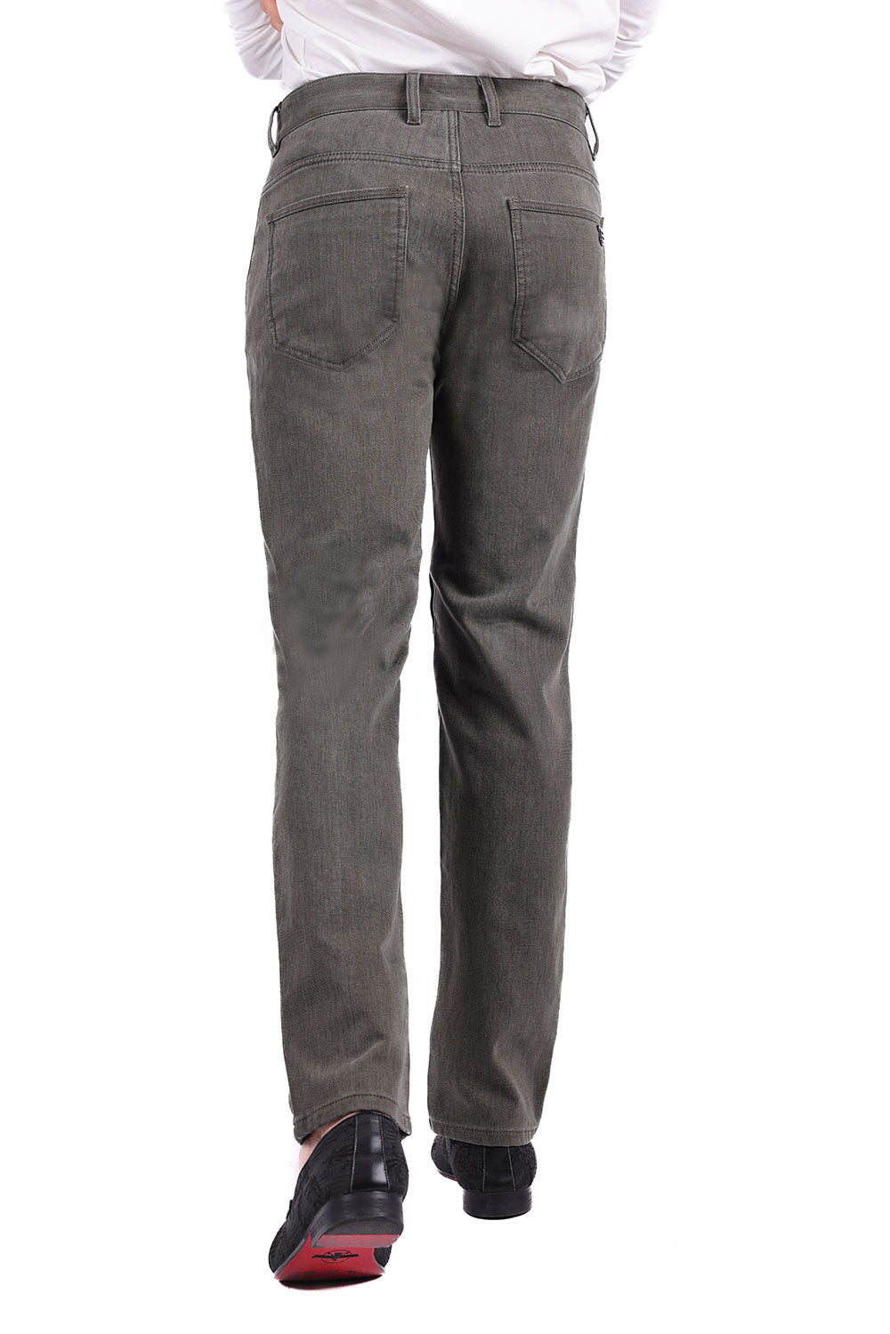 Barabas Men's Solid Color Premium Stretch Denim Jeans 3SN100 Olive