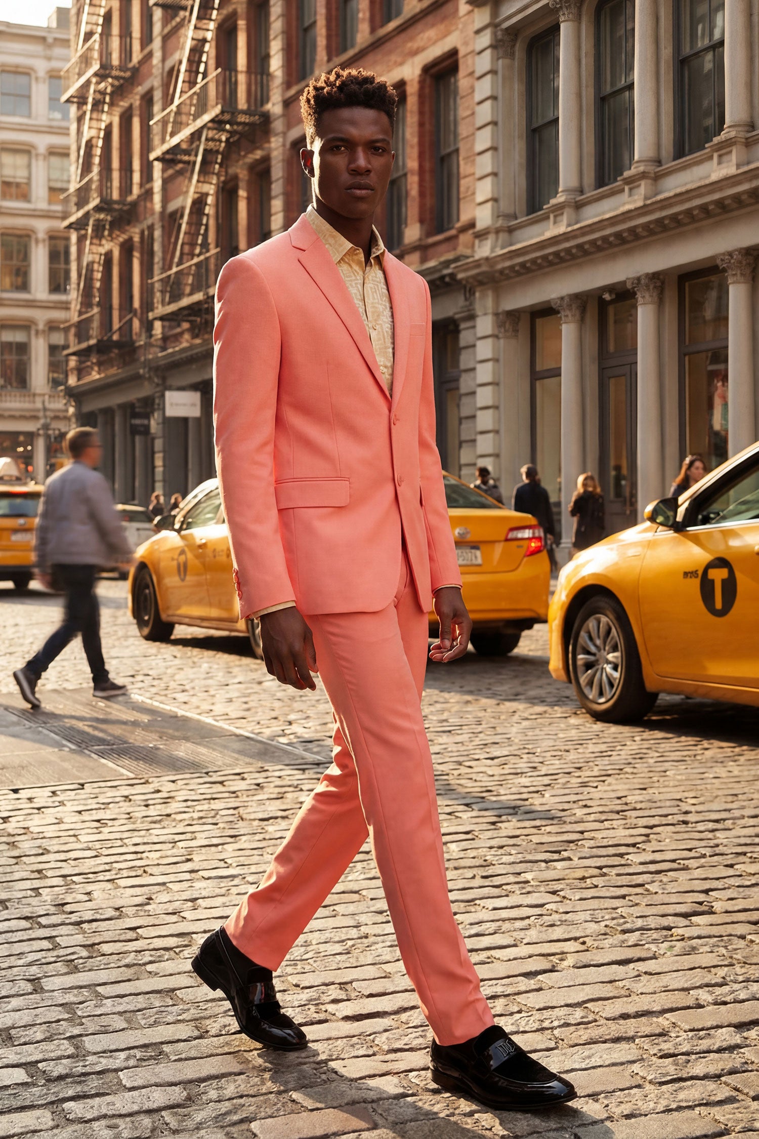 BARABAS Men's Brushed Cotton Notched Lapel Matt Suit 3SU02 Pink