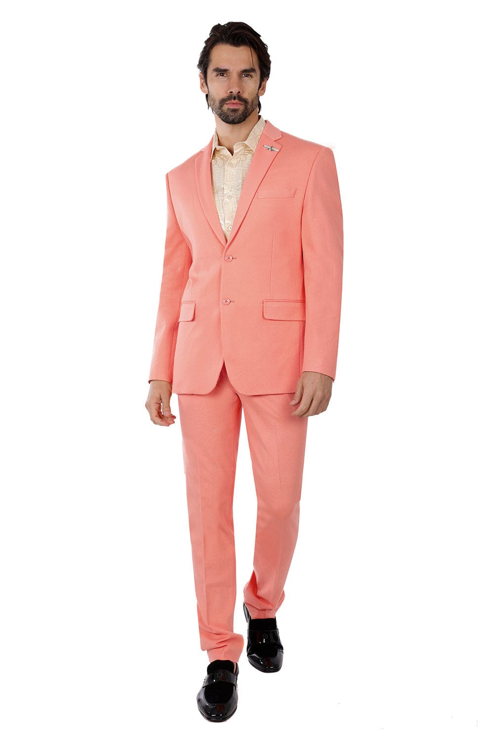 BARABAS Men's Brushed Cotton Notched Lapel Matt Suit 3SU02 Pink