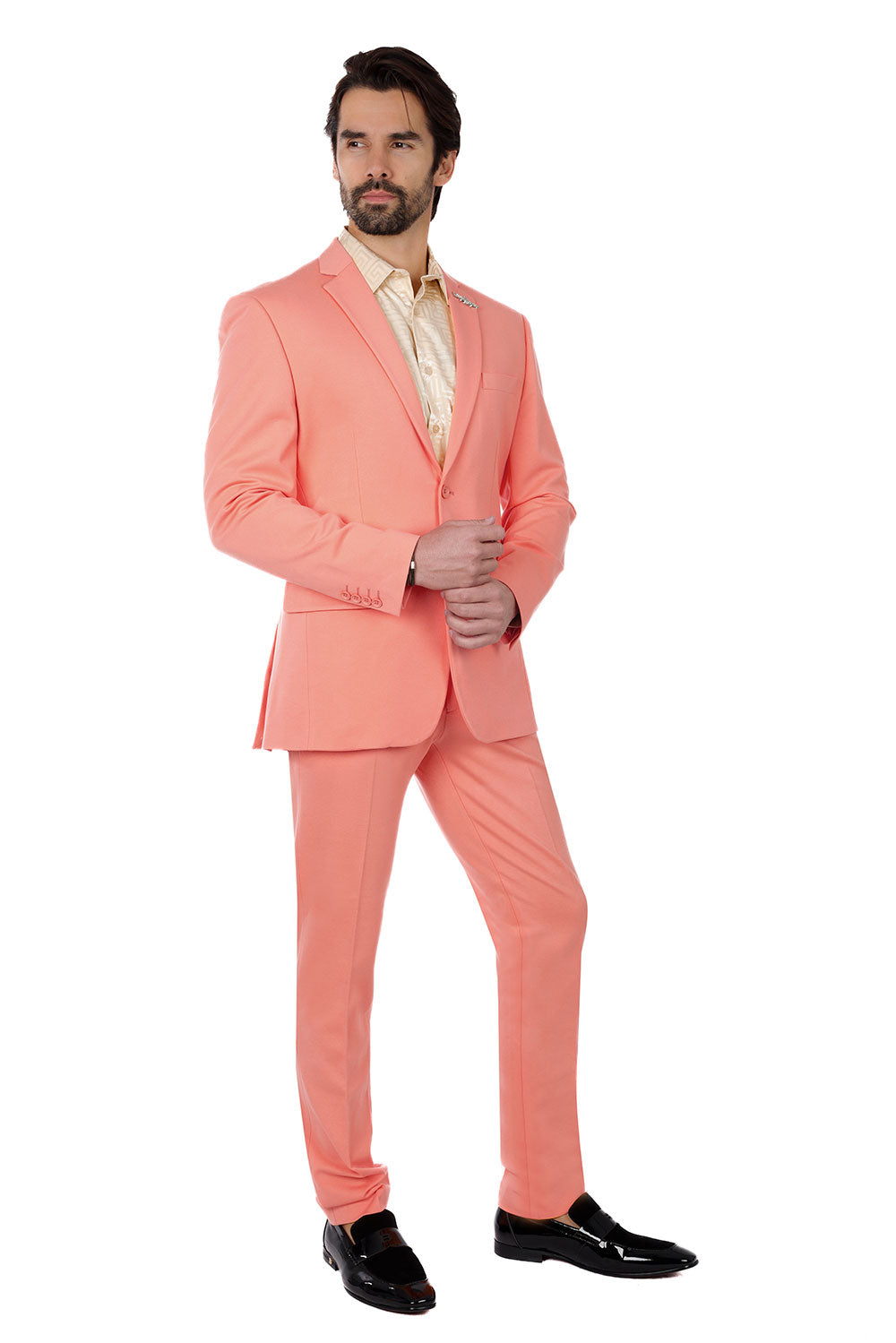 BARABAS Men's Brushed Cotton Notched Lapel Matt Suit 3SU02 Pink