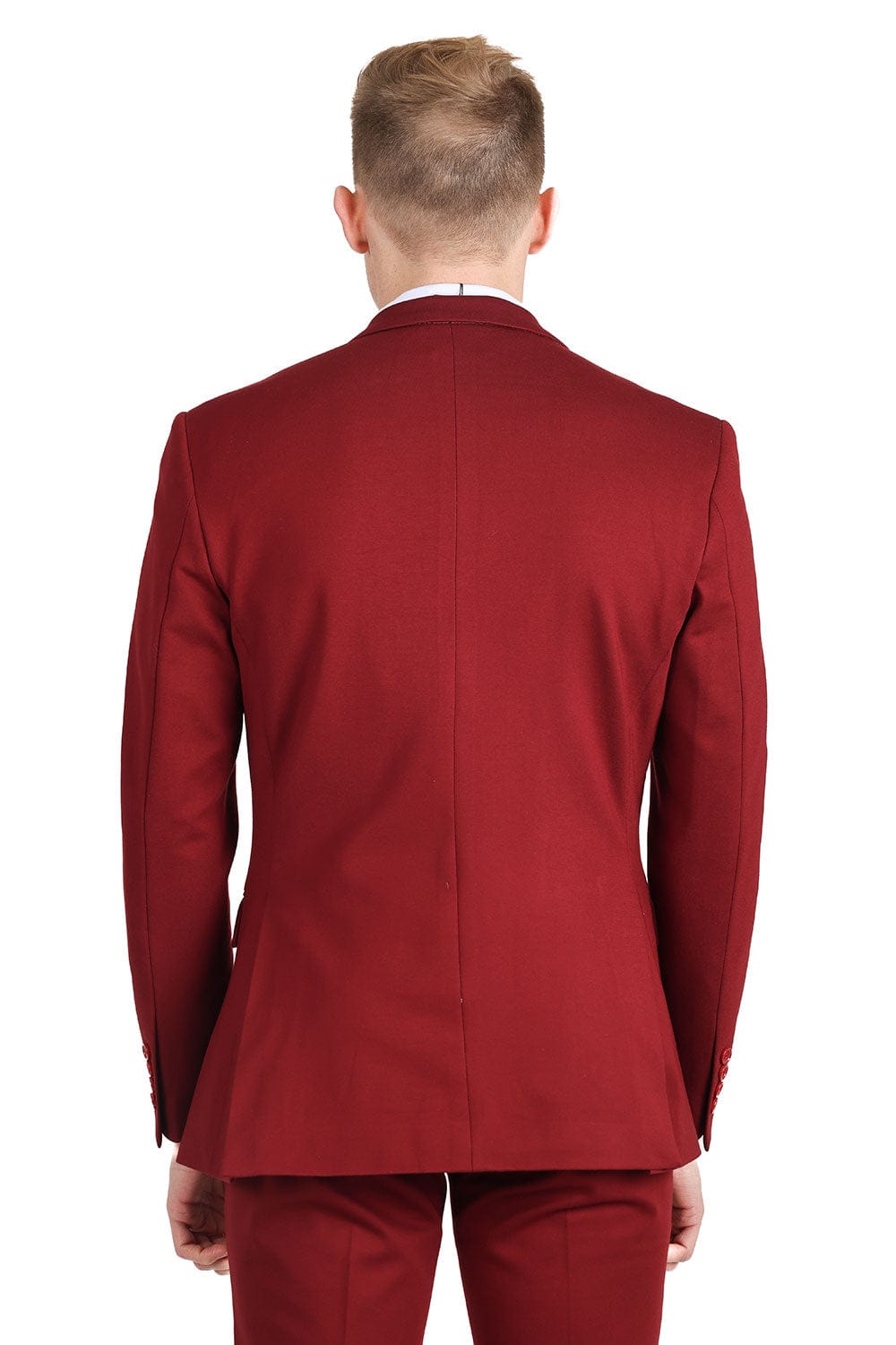 BARABAS Men's Brushed Cotton Notched Lapel Matt Suit 3SU02 Wine