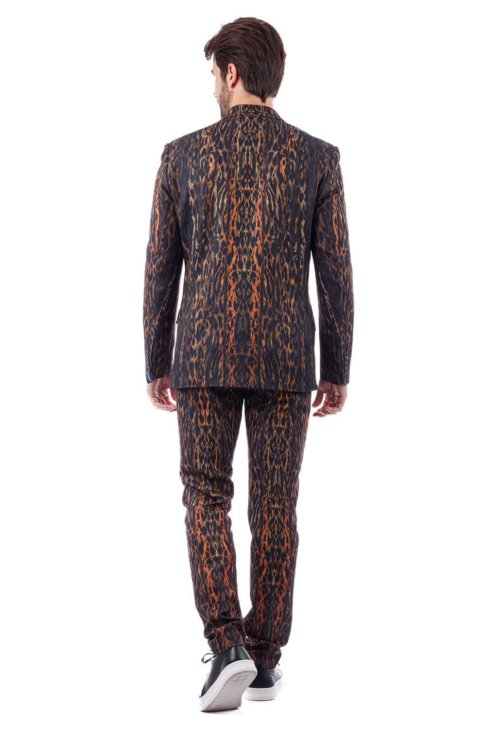 BARABAS Men's Leopard Animal Peak Lapel Suit 3SU23 Brown