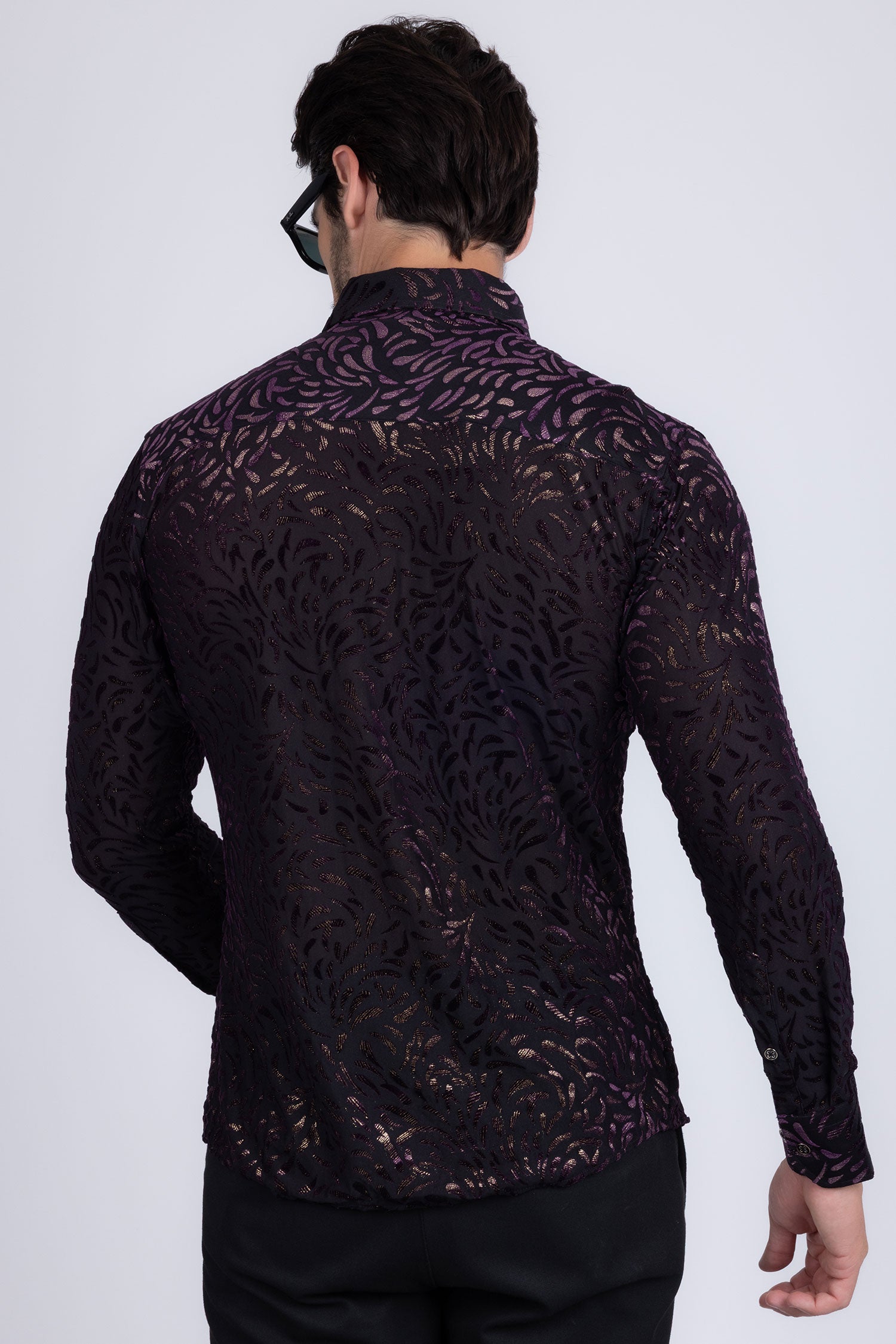 BARABAS Men's See Through Floral Long Sleeve Button Down Shirt 3SVL17 Black