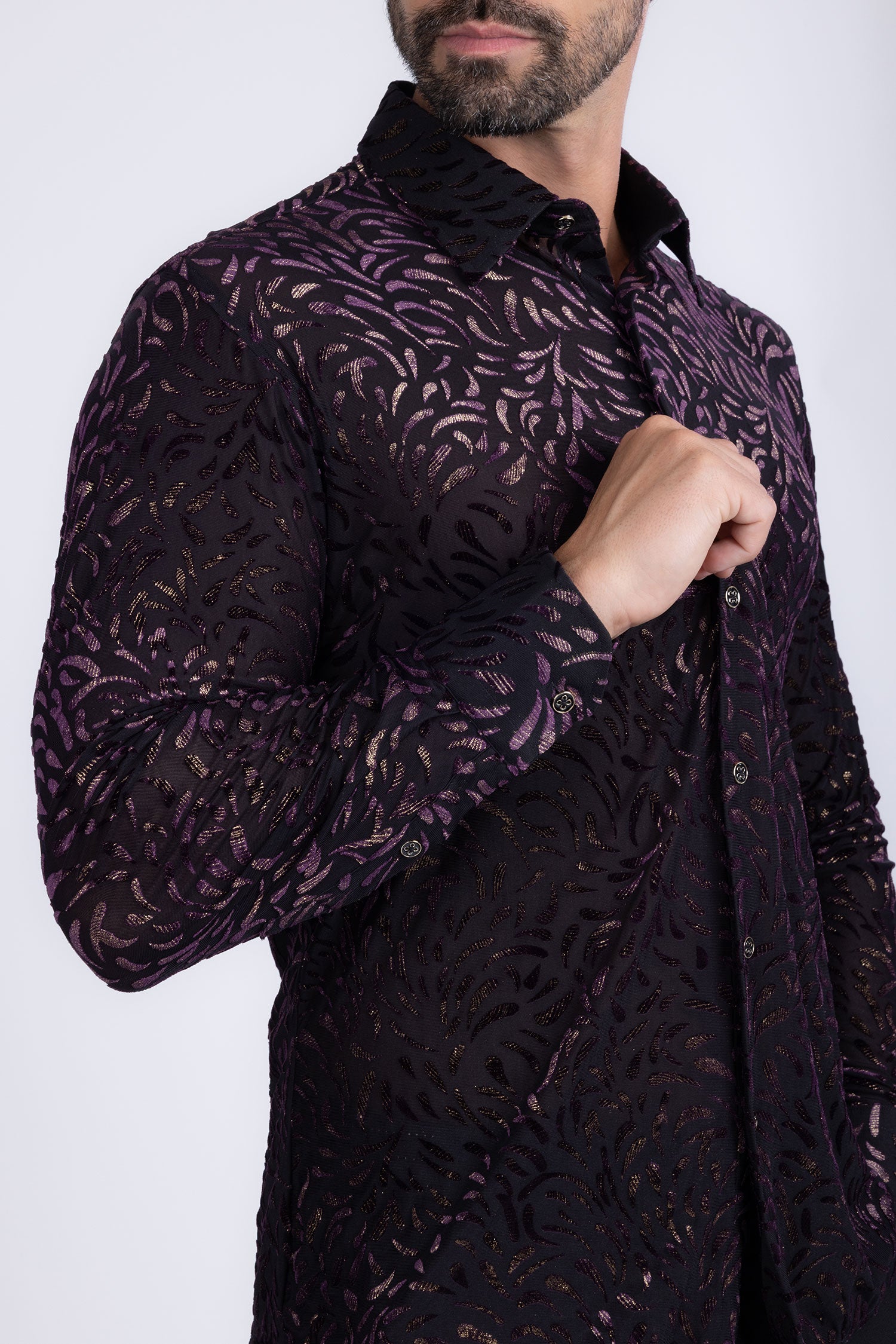 BARABAS Men's See Through Floral Long Sleeve Button Down Shirt 3SVL17 Black
