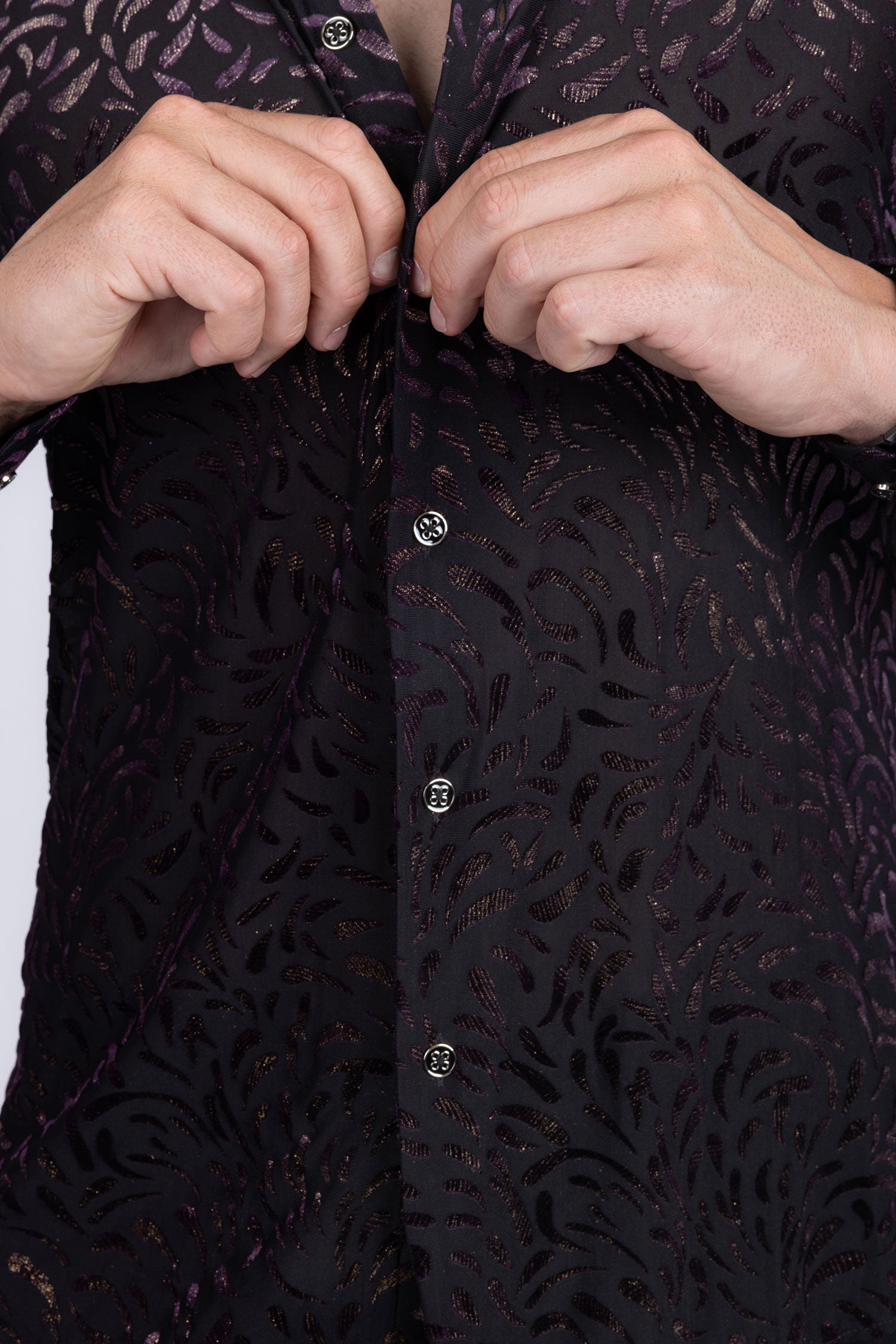 BARABAS Men's See Through Floral Long Sleeve Button Down Shirt 3SVL17 Black