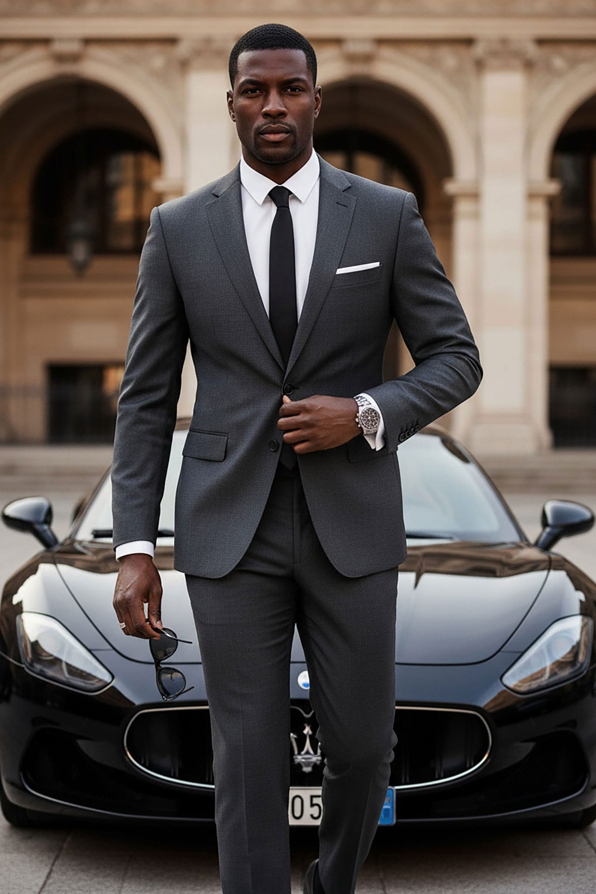 BARABAS Men's Brushed Cotton Notched Lapel Matt Suit 3SU02 Charcoal