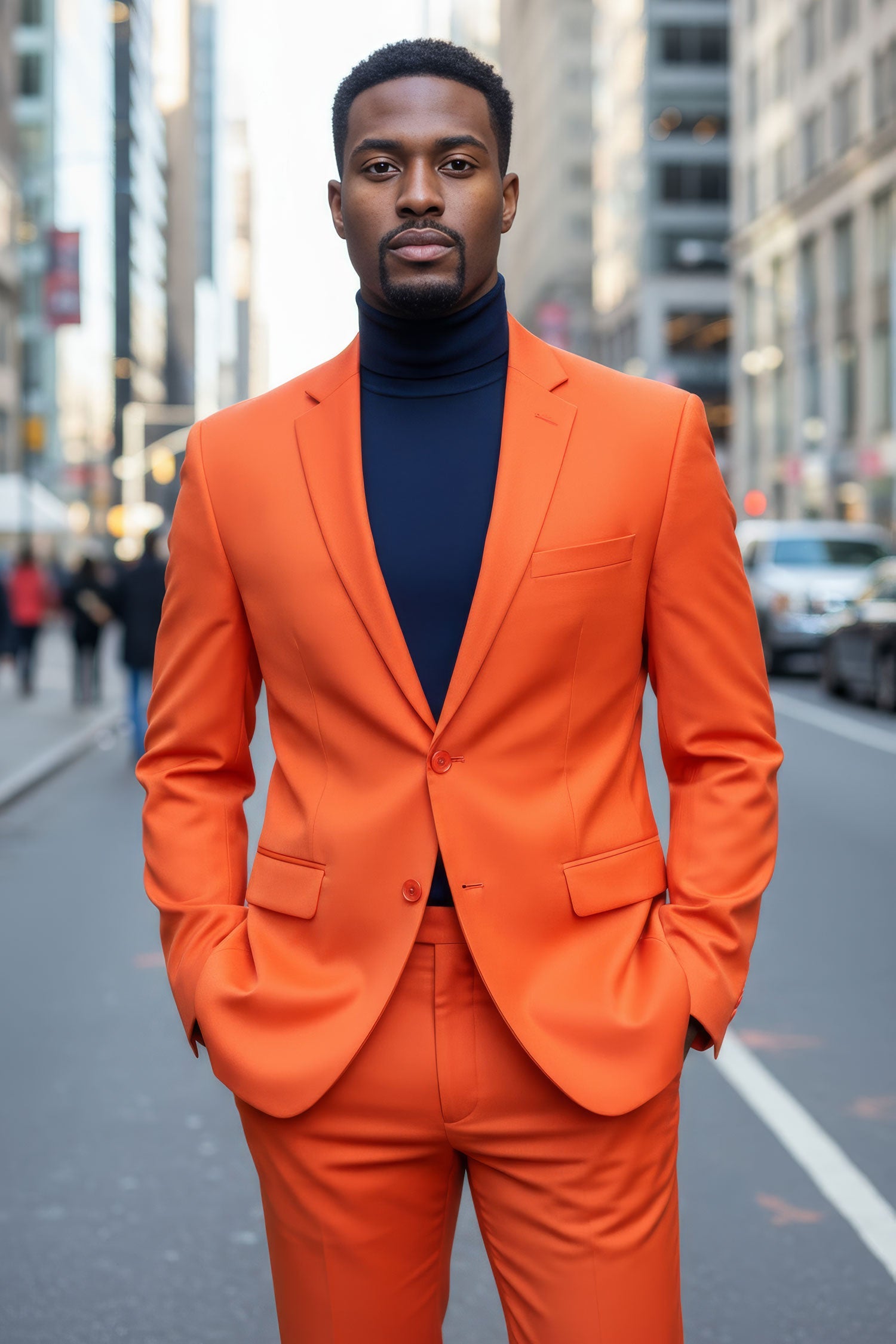 BARABAS Men's Brushed Cotton Notched Lapel Matt Suit 3SU02 orange