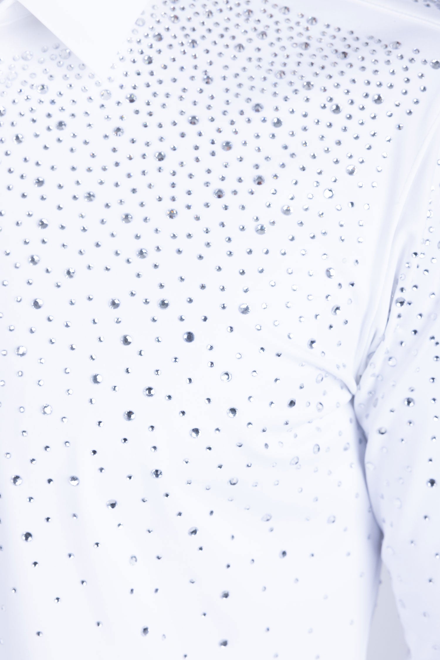 BARABAS Men's Rhinestones Jewels Long Sleeve Shirt 4B06 White Silver