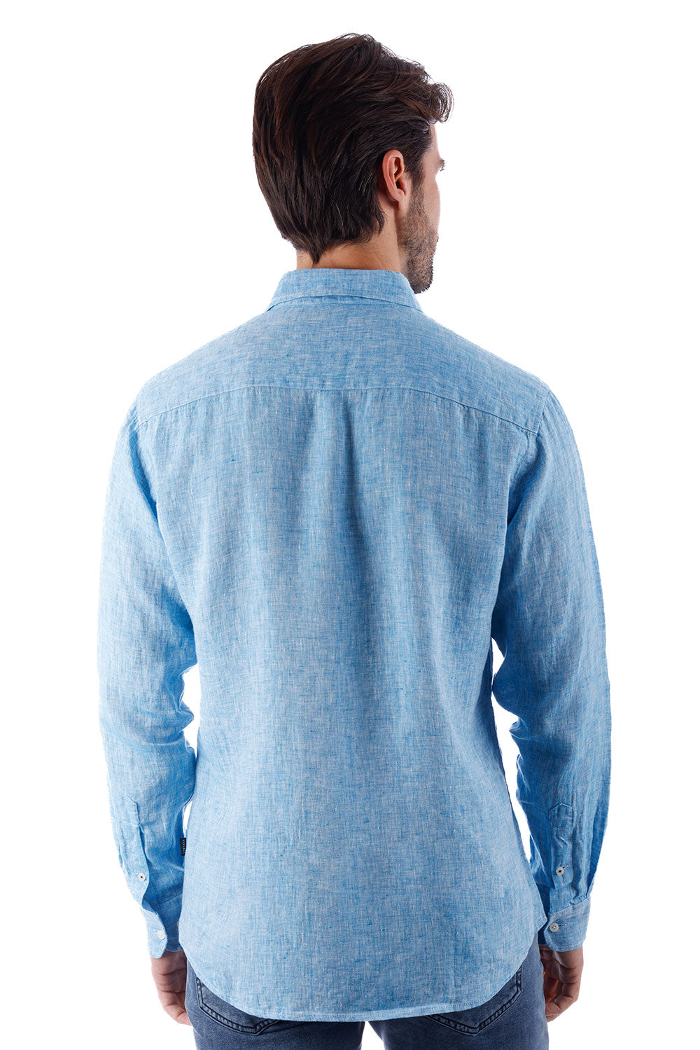 BARABAS Men's Linen Lightweight Button Down Long Sleeve Shirt 4B30 Blue