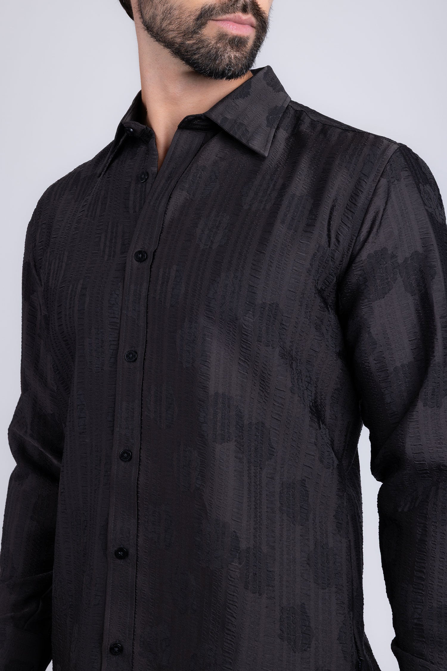 Barabas Men's Floral Rose Button Down Long Sleeve Shirt 4B31 Black