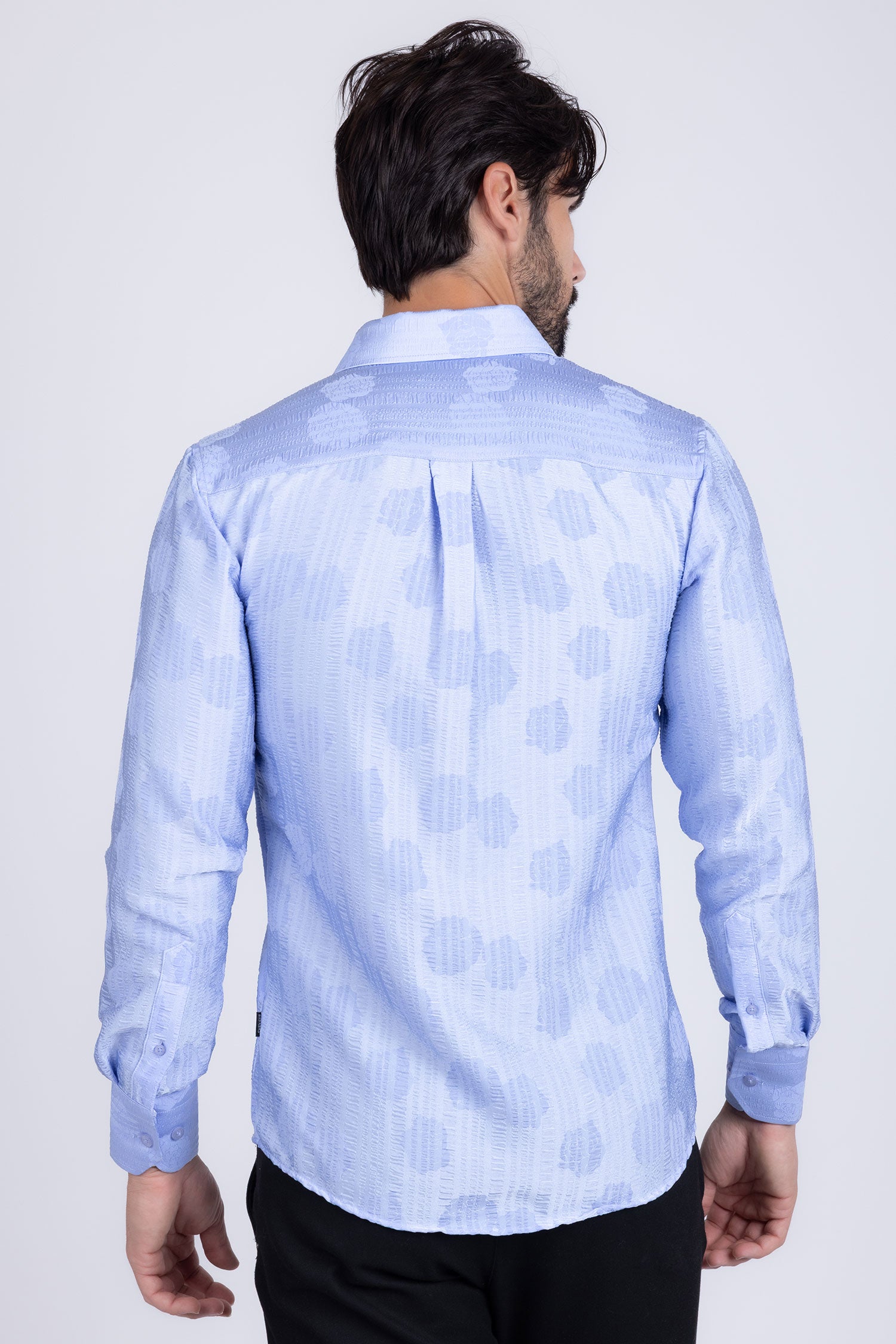 Barabas Men's Floral Rose Button Down Long Sleeve Shirt 4B31 Blue