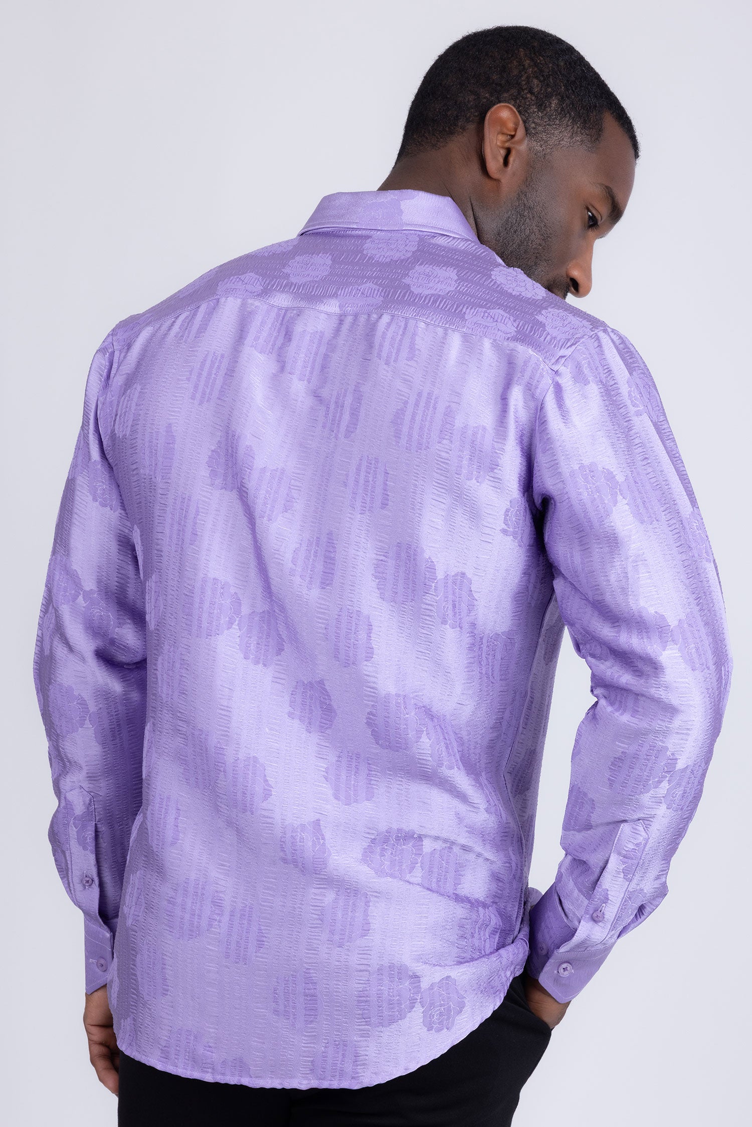Barabas Men's Floral Rose Button Down Long Sleeve Shirt 4B31 Purple