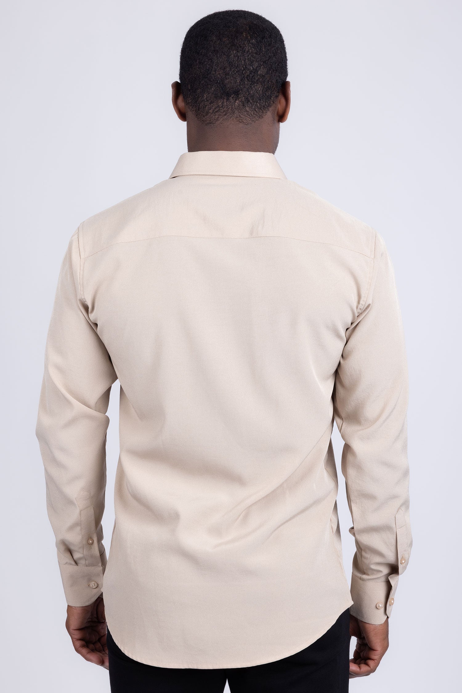 BARABAS Men's Solid Color Casual Button Down Long Sleeve Shirt 4B33 Beige