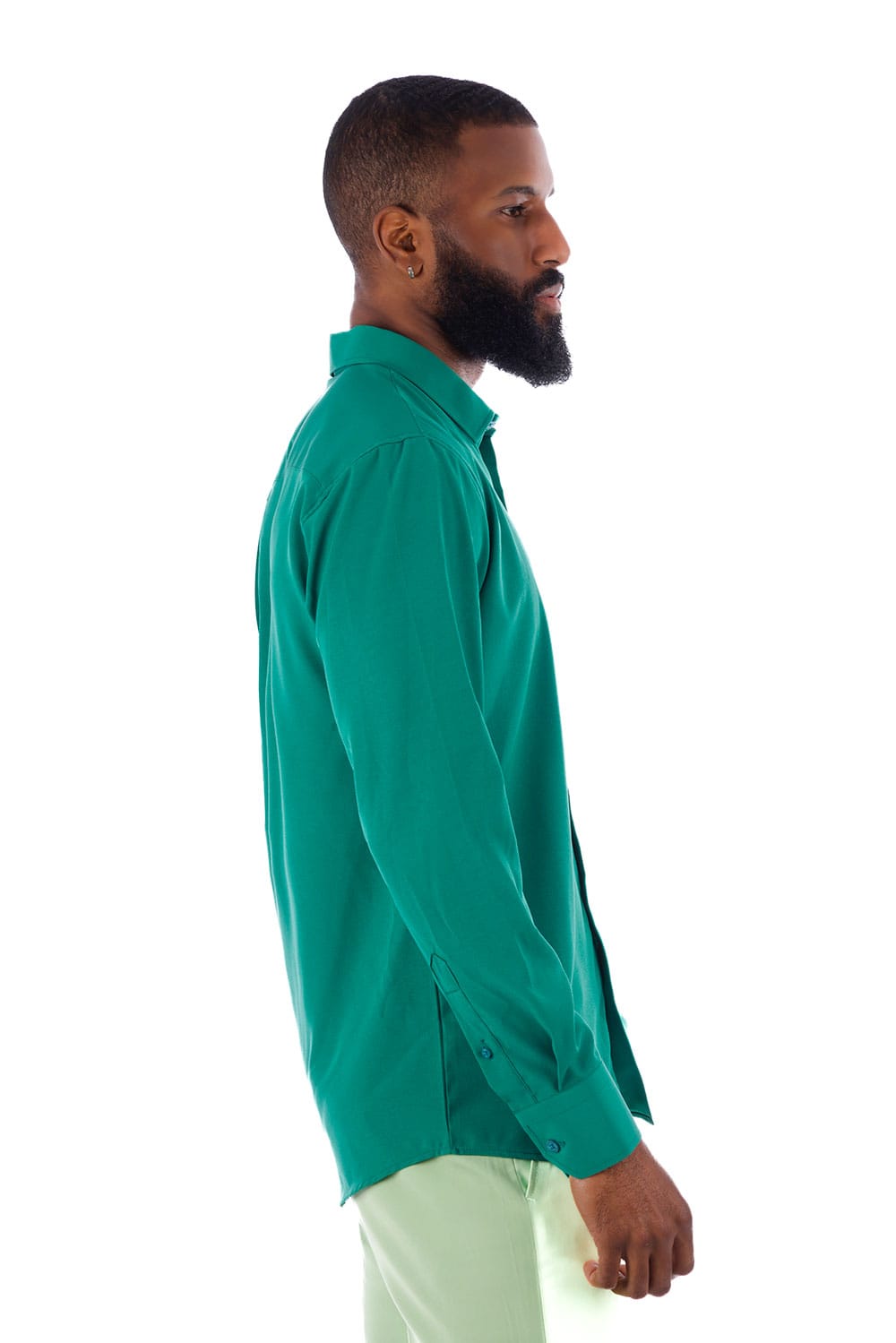 BARABAS Men's Solid Color Casual Button Down Long Sleeve Shirt 4B33 #Color_Green