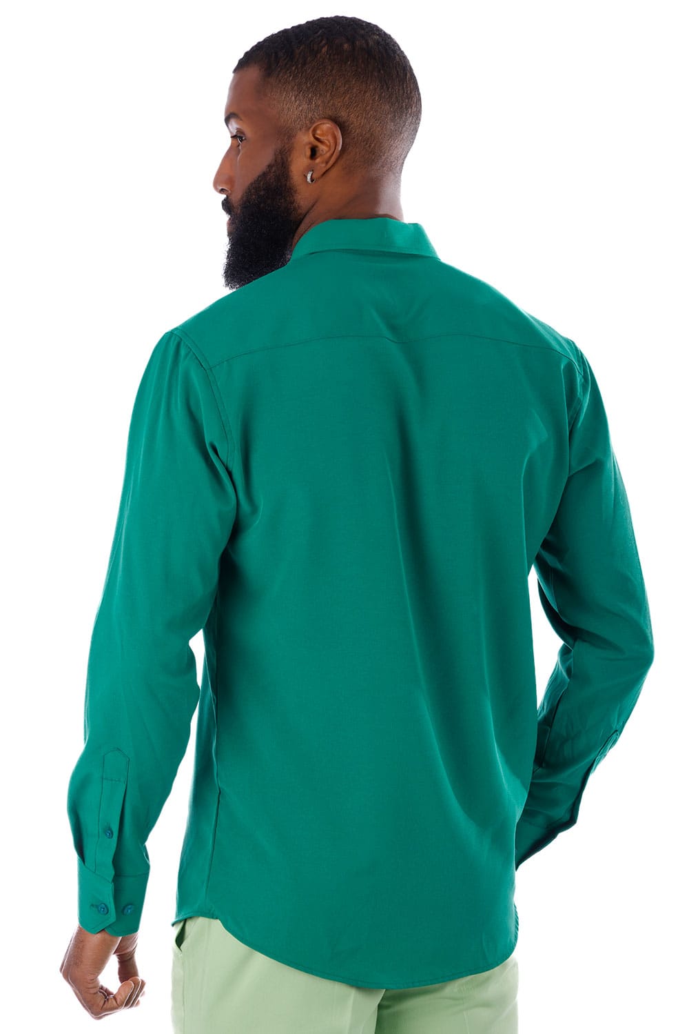 BARABAS Men's Solid Color Casual Button Down Long Sleeve Shirt 4B33 #Color_Green