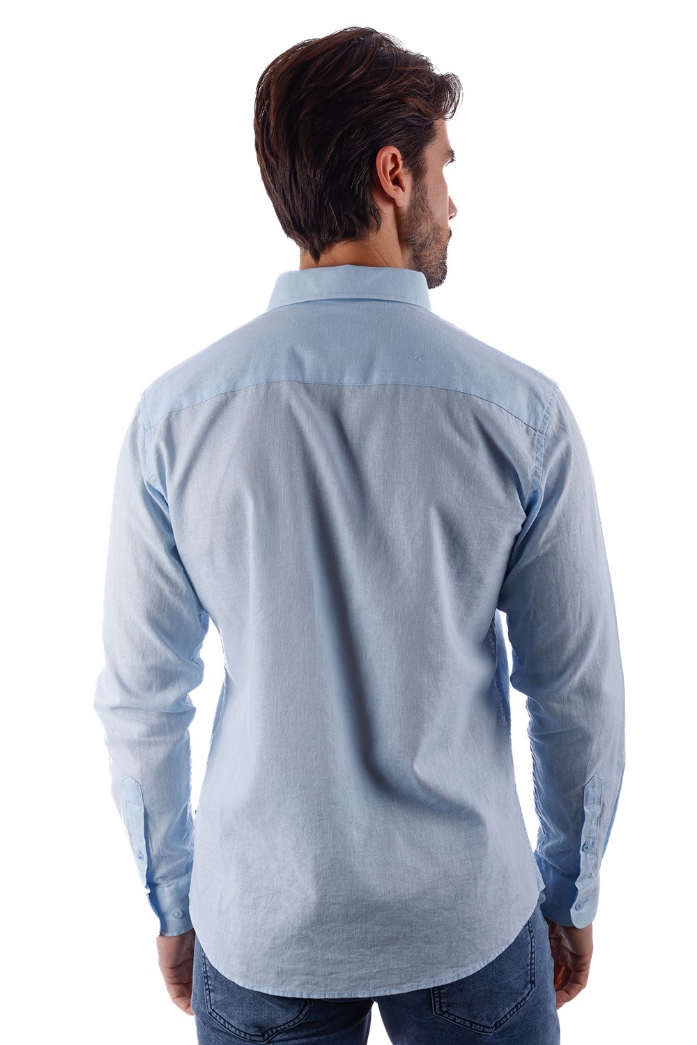 BARABAS Men's Linen Lightweight Button Down Long Sleeve Shirt 4B37 Blue