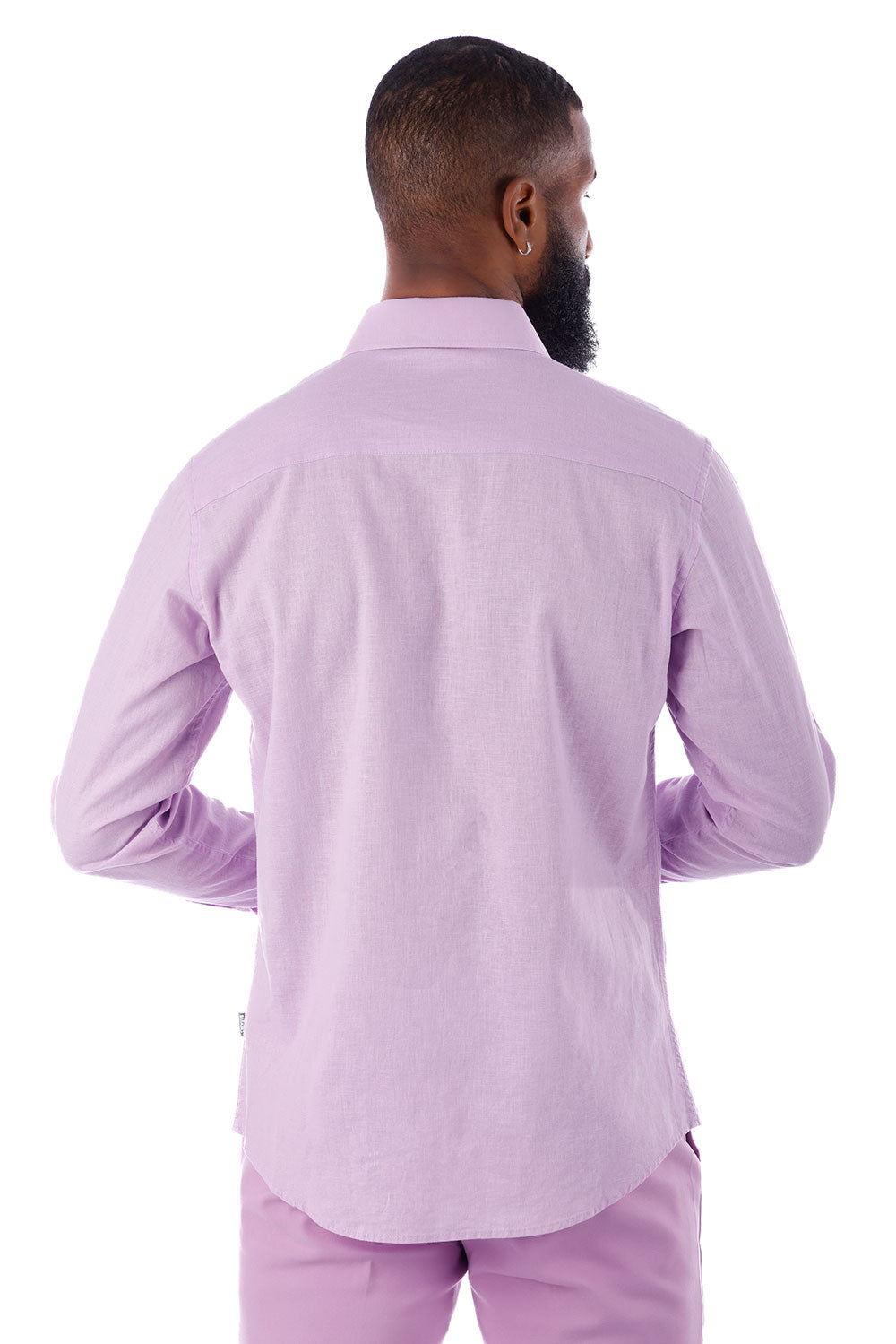 BARABAS Men's Linen Lightweight Button Down Long Sleeve Shirt 4B37 Lavender