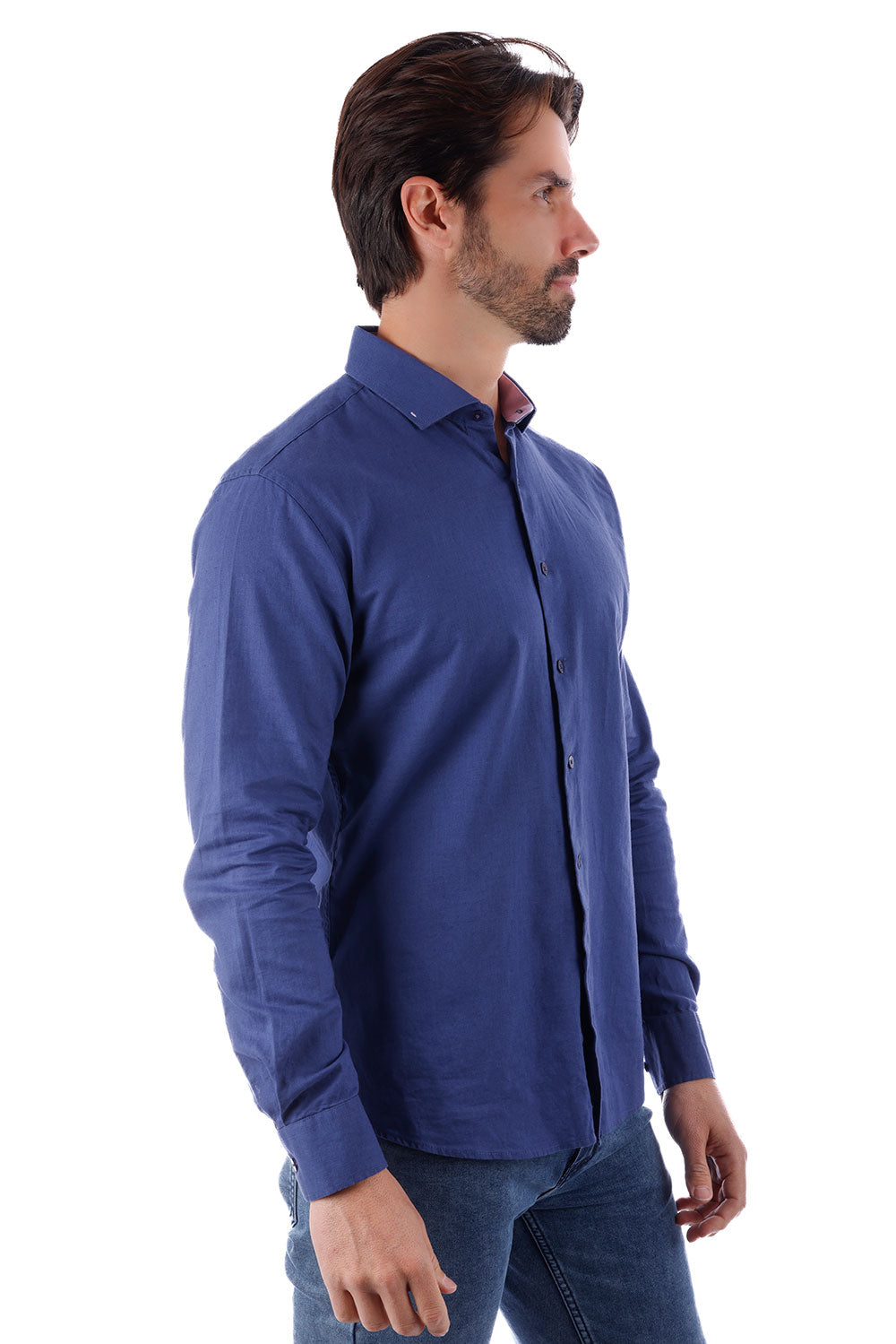 BARABAS Men's Linen Lightweight Button Down Long Sleeve Shirt 4B37 Blue