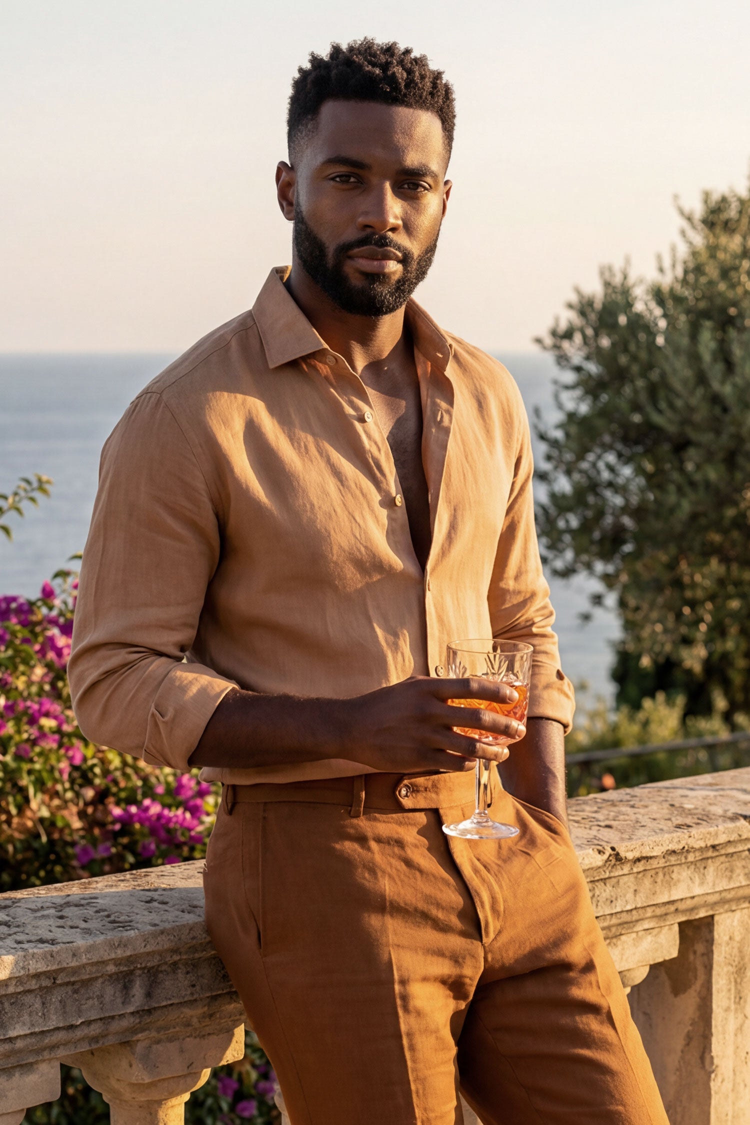 BARABAS Men's Linen Lightweight Button Down Long Sleeve Shirt 4B37 Mocha