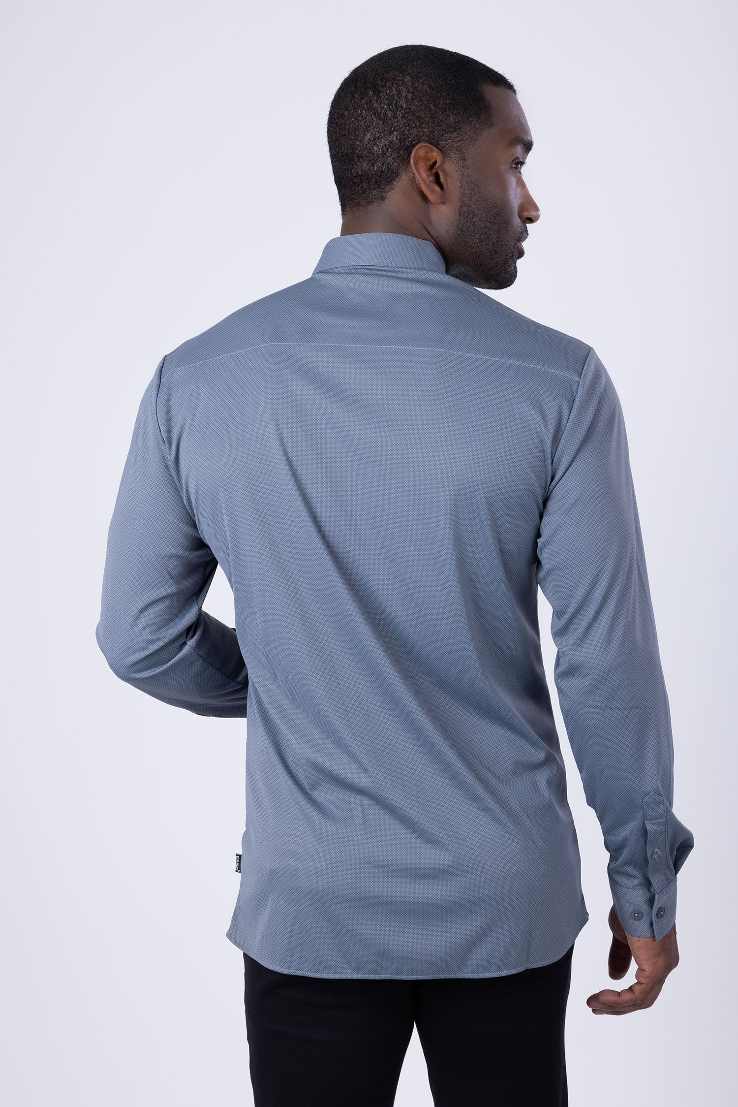 Barabas Men's Slim-fit Stretch Button Down Long Sleeve Shirts 4B61 Dark Grey