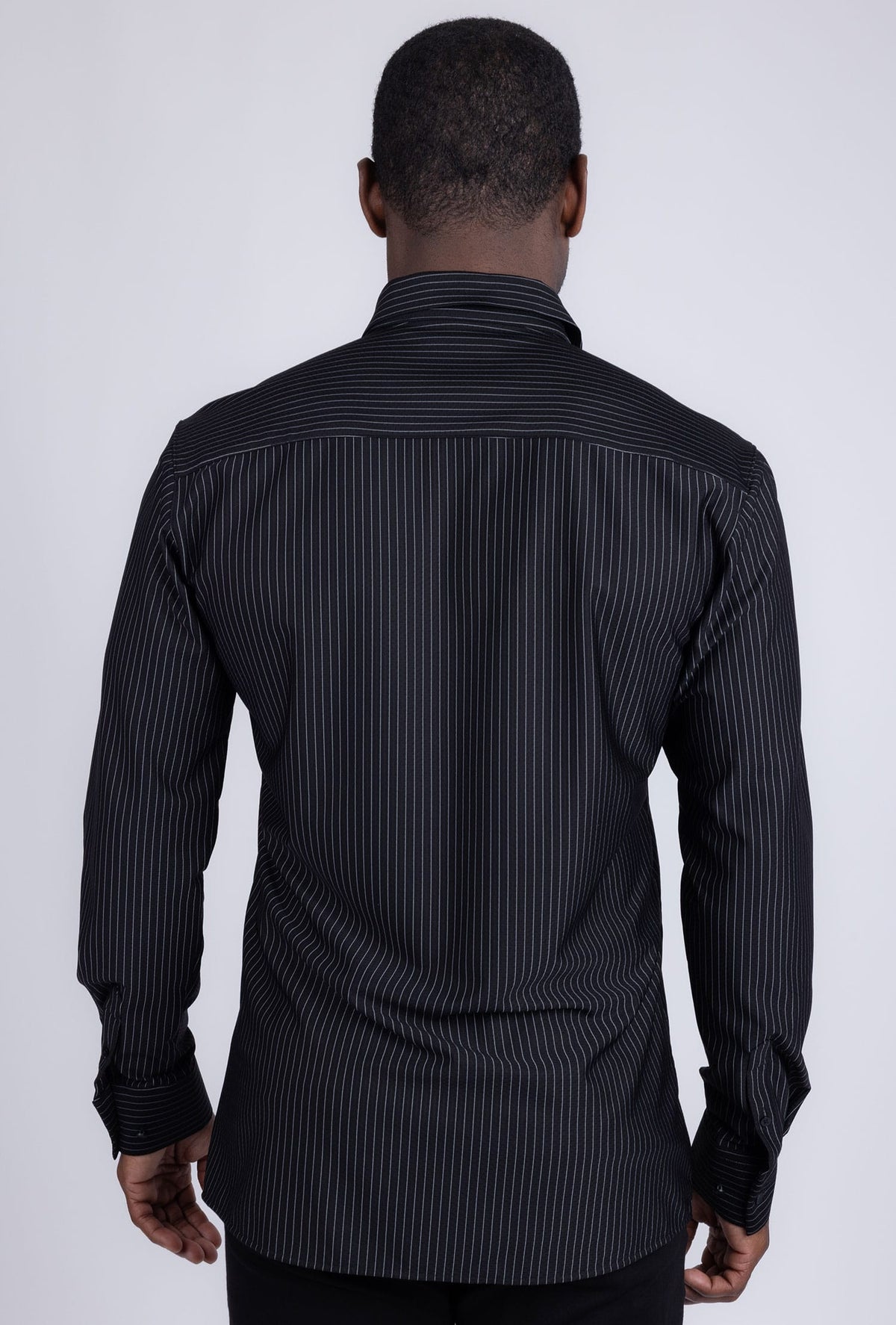 Barabas Men's Striped Stretchable Button Down Long Sleeve Shirts 4B62 Black White