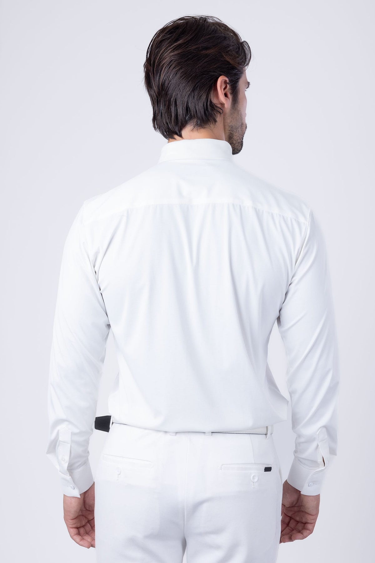 Barabas Men's Strechy Solid Color Button Down Long Sleeve Shirts 4B76 White