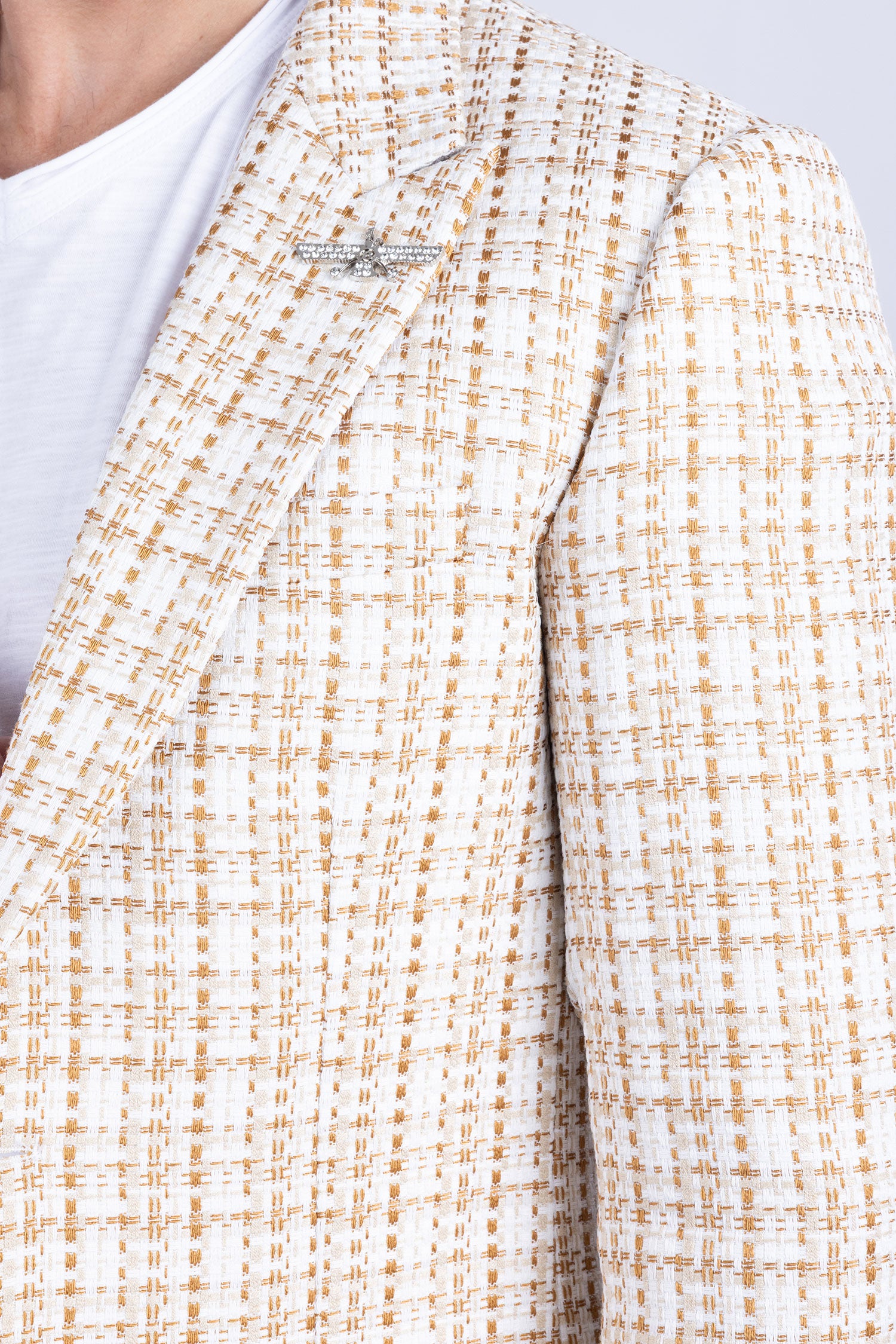 Barabas Men's Weave Pattern Premium Peak Lapel Blazer 4BL24 Camel Tan