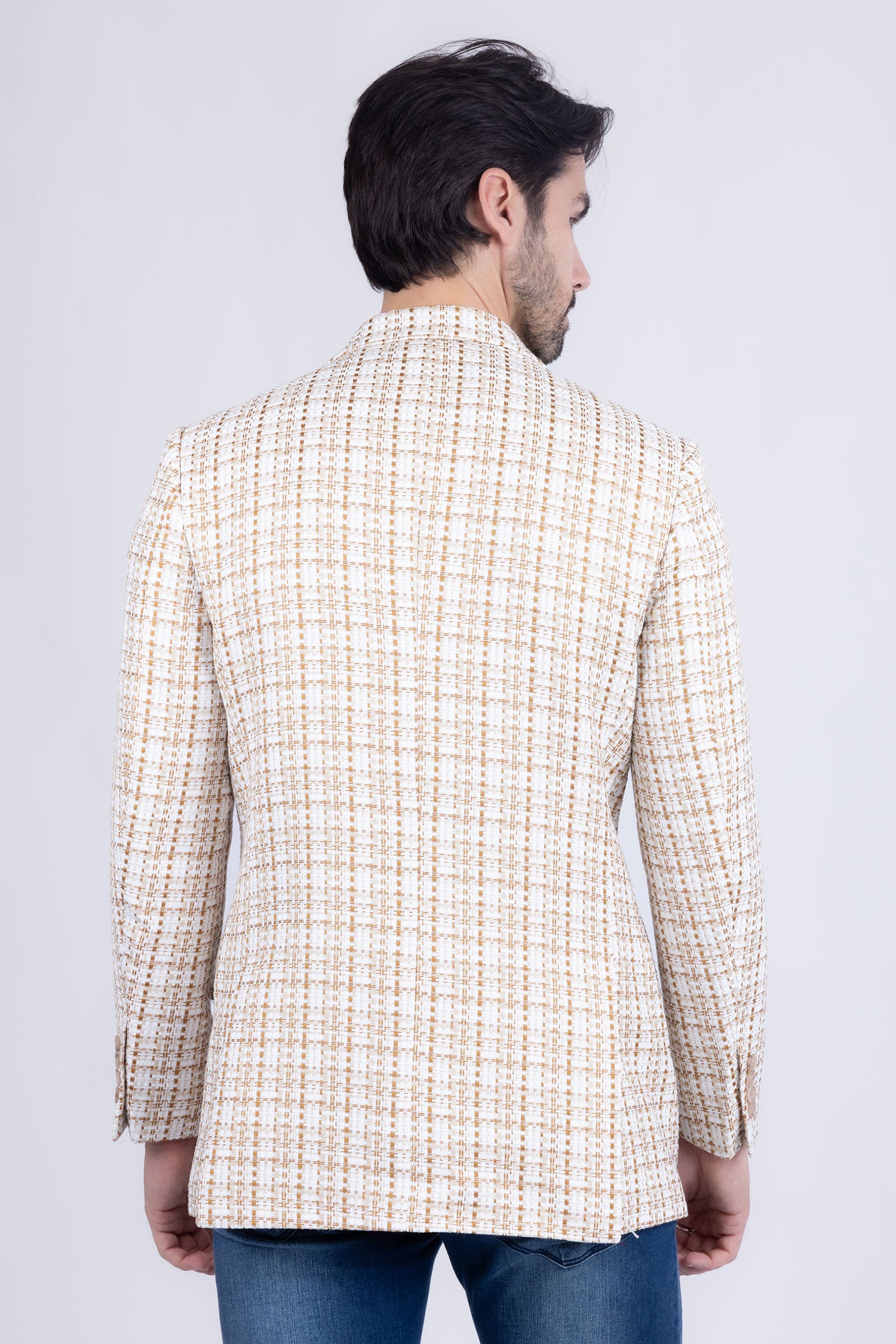 Barabas Men's Weave Pattern Premium Peak Lapel Blazer 4BL24 Camel Tan