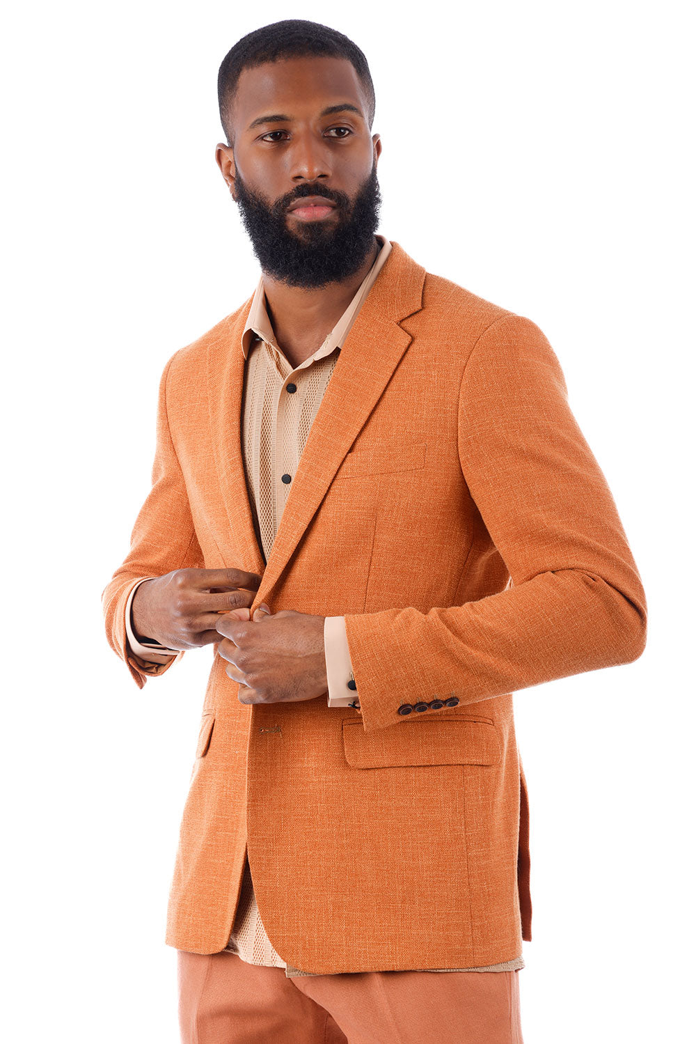 Barabas Men's Classic Tweed Pattern Notch Lapel Blazer 4BL30 Caramel