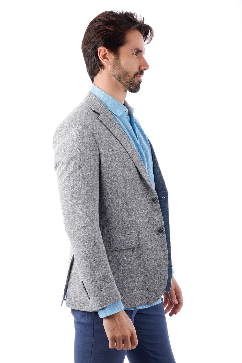 Barabas Men's Classic Tweed Pattern Notch Lapel Blazer 4BL30 Grey