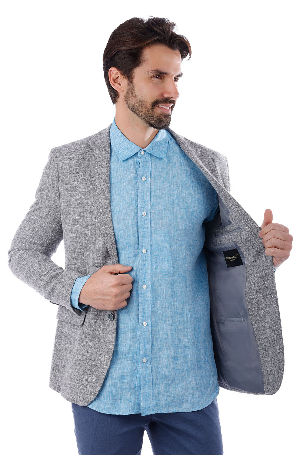 Barabas Men's Classic Tweed Pattern Notch Lapel Blazer 4BL30 Grey