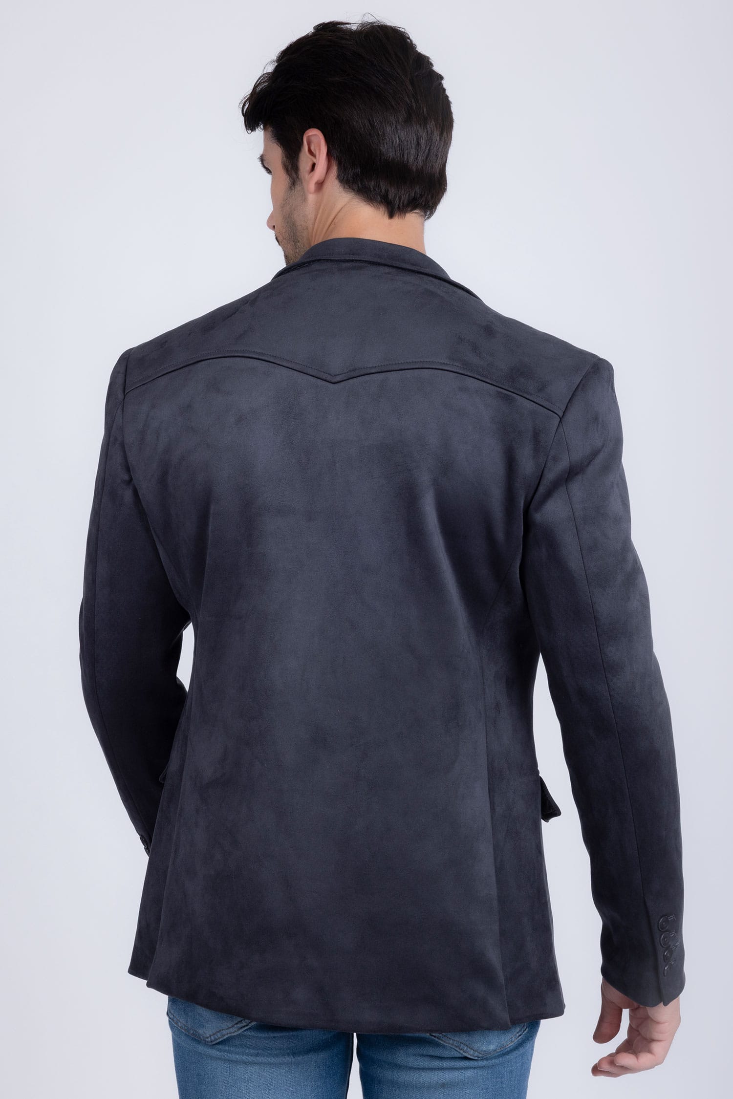 Barabas Men's Suede Matte Solid Peak Lapel Blazer 4BL56 Charcoal