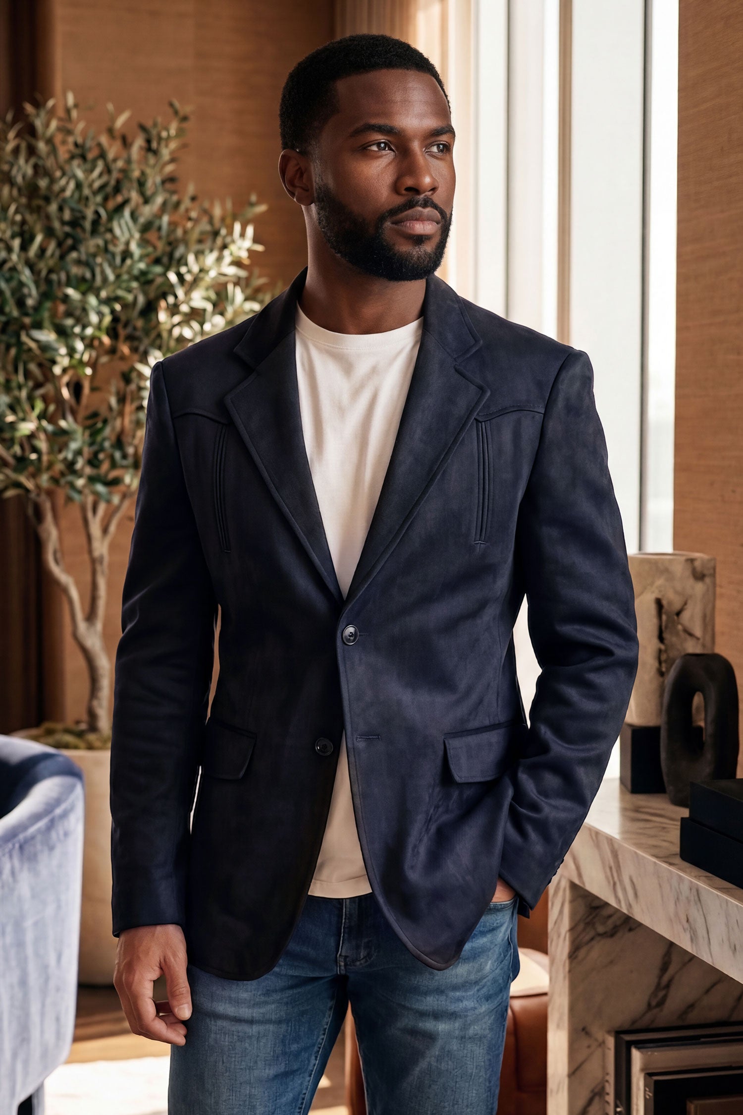 Barabas Men's Velvet Matte Solid Peak Lapel Blazer 4BL56 Charcoal