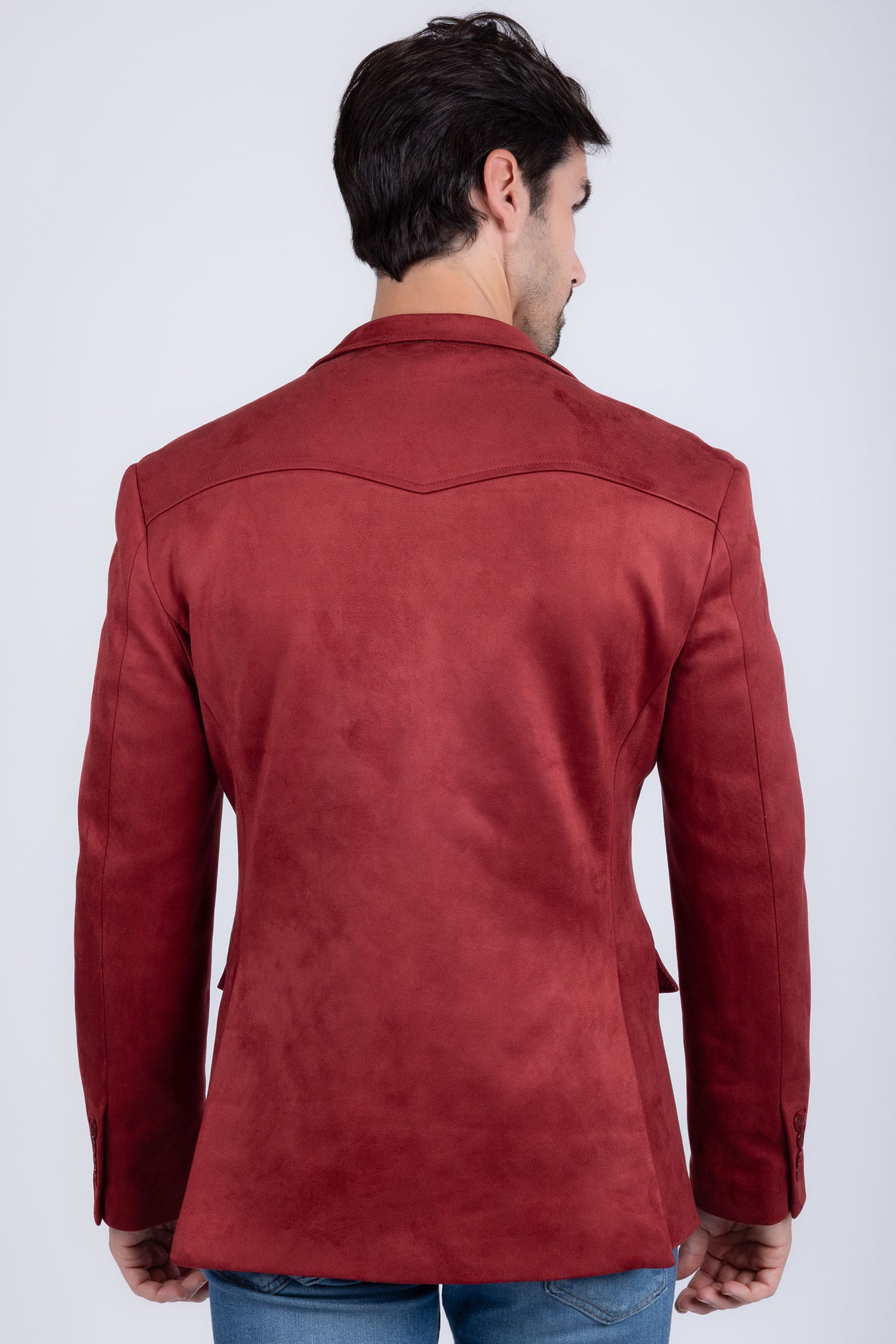 Barabas Men's Suede Matte Solid Peak Lapel Blazer 4BL56 Red