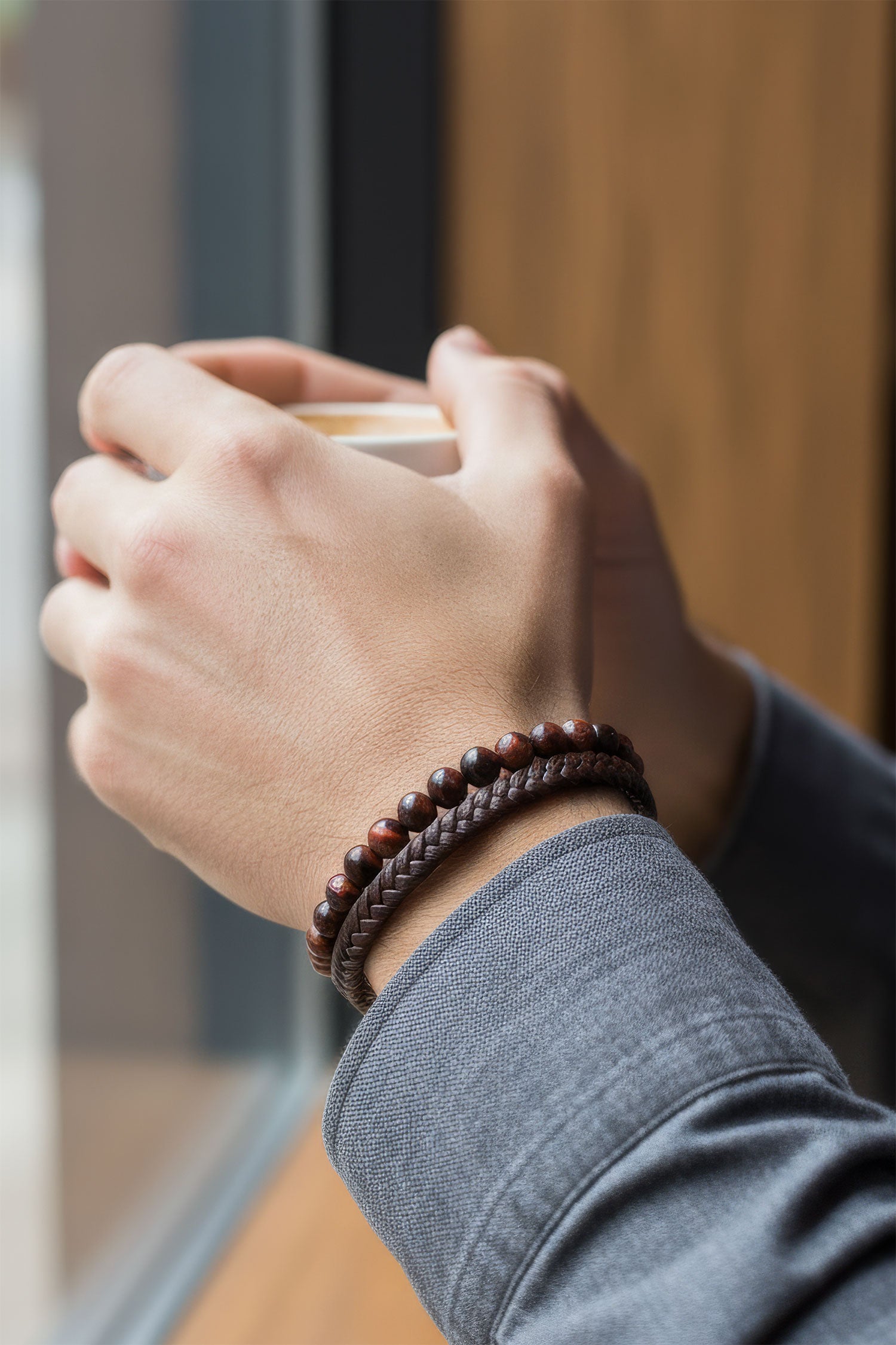 Barabas Unisex Multi-Layer Beaded Bangle Bracelets 4BMS06 Brown