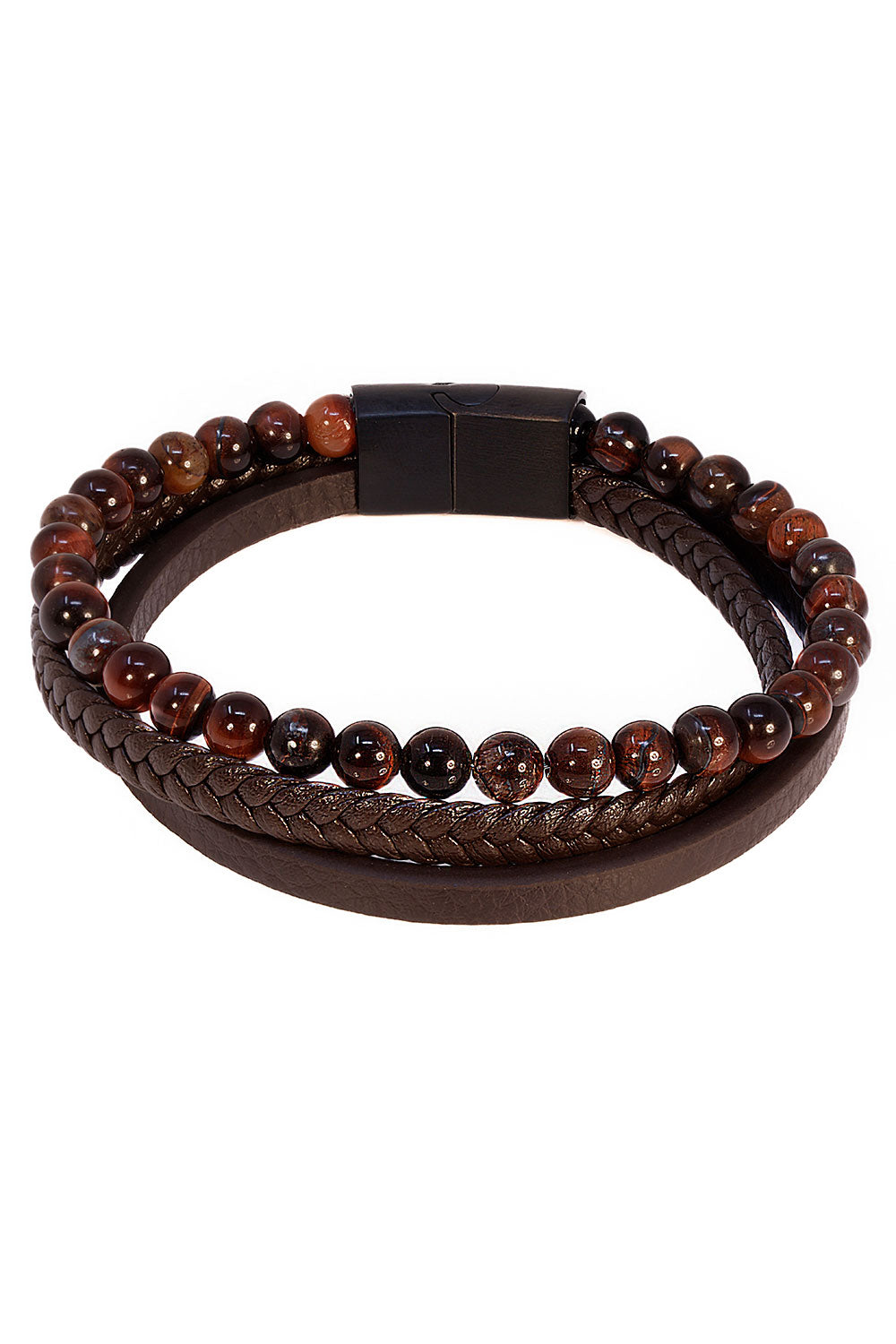 Barabas Unisex Multi-Layer Beaded Bangle Bracelets 4BMS06 Brown