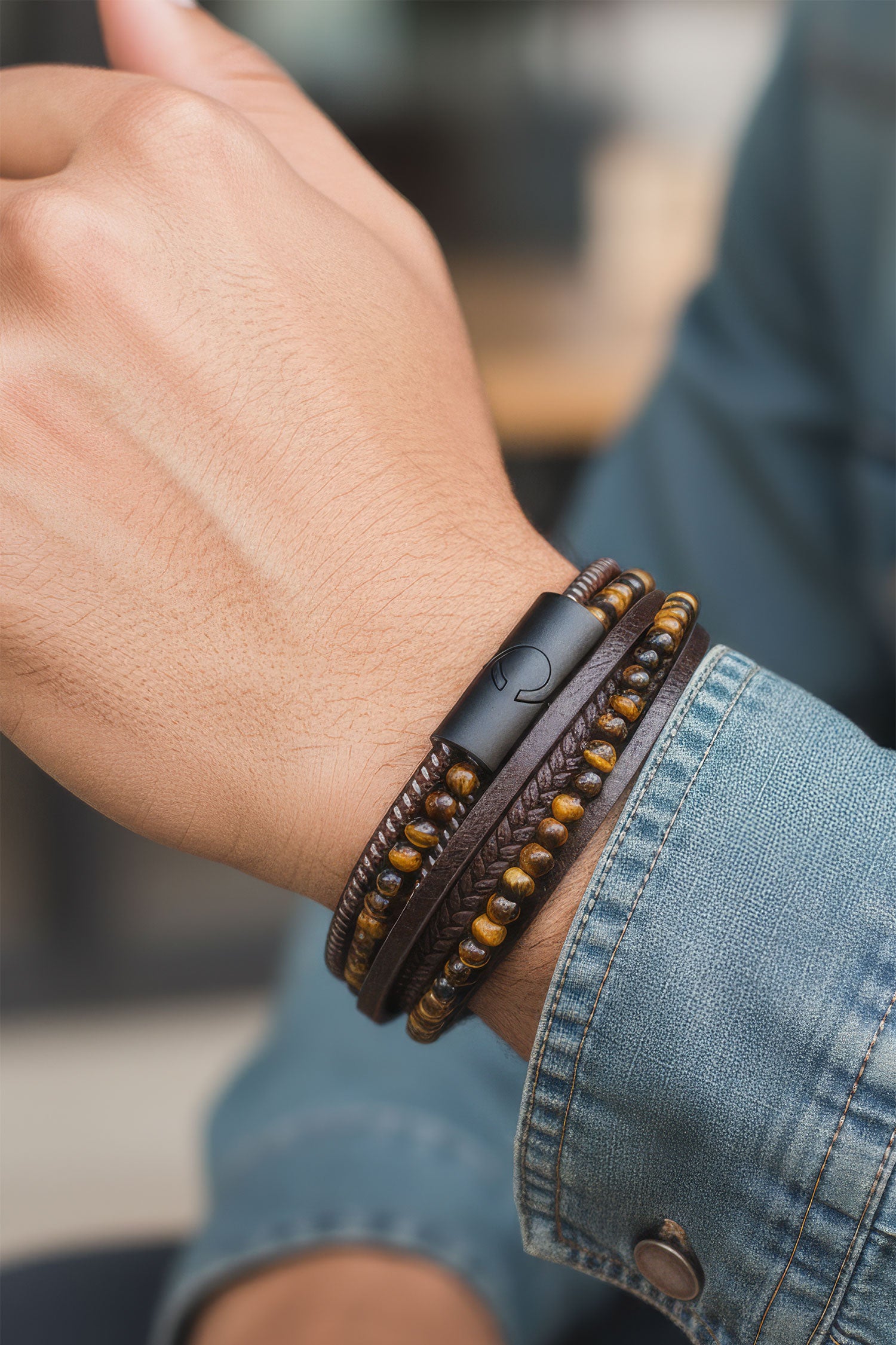 Barabas Unisex Rope Multi-Layer Braided Leather Bracelets 4BMS10 Coffee
