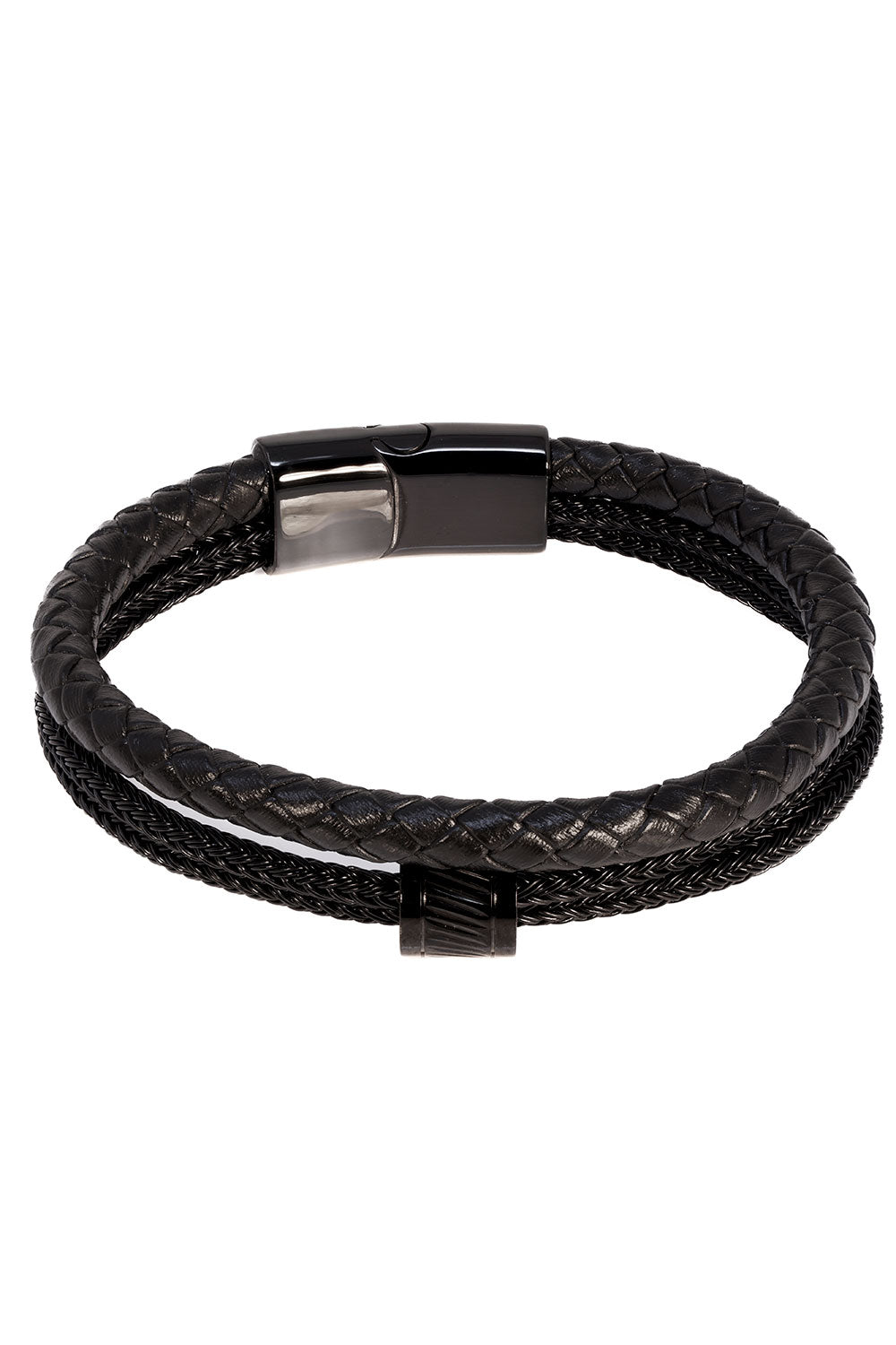 Barabas Unisex Multi-Layer Leather Rope Bangle Bracelets 4BMS12 Black