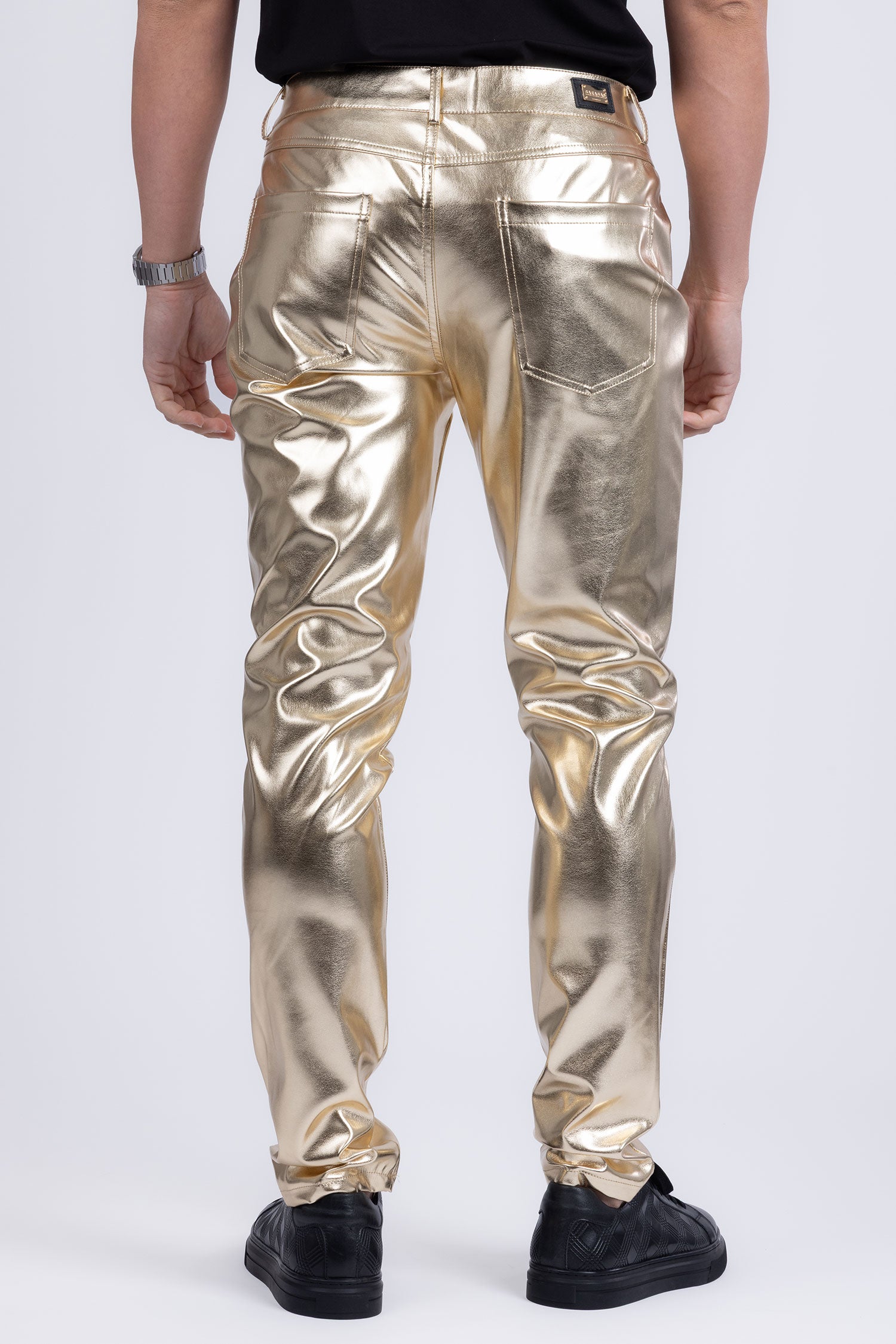 Barabas Men's PU Leather Shiny Stretch Casual Pants 4CP100 Gold