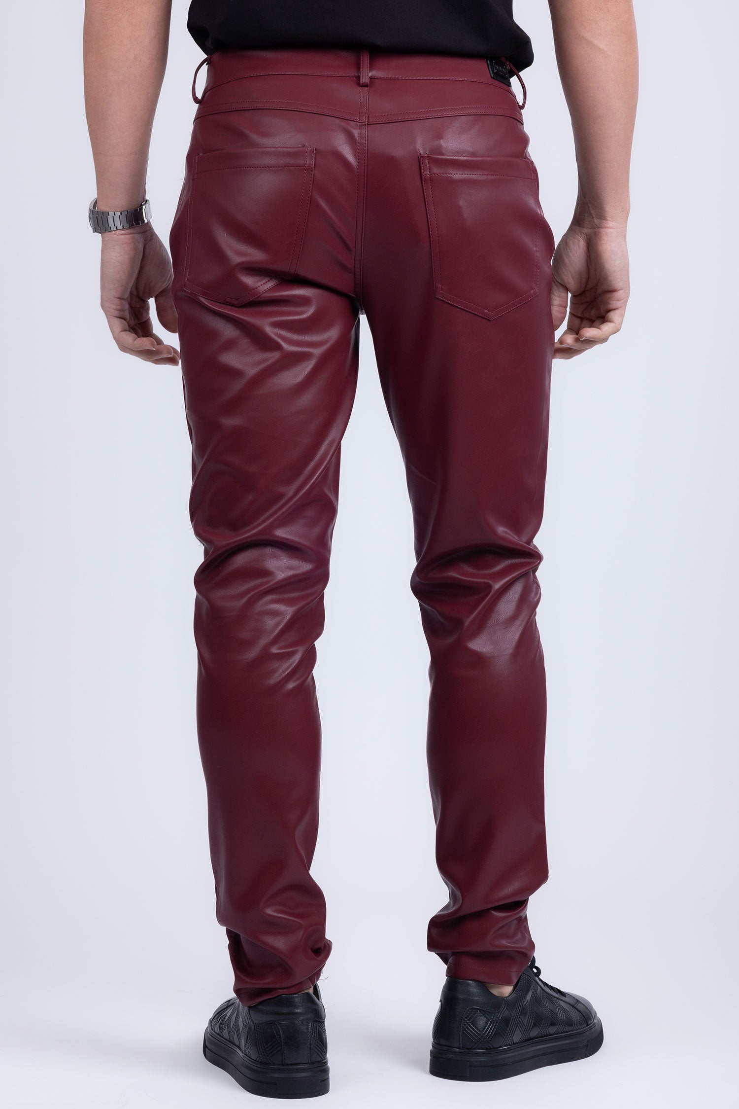 Barabas Men's PU Leather Shiny Stretch Casual Pants 4CP100 Red