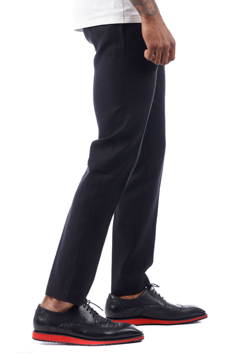 Barabas Men's Adjustable Waistband Drawstring Linen Pants 4CP30 Black