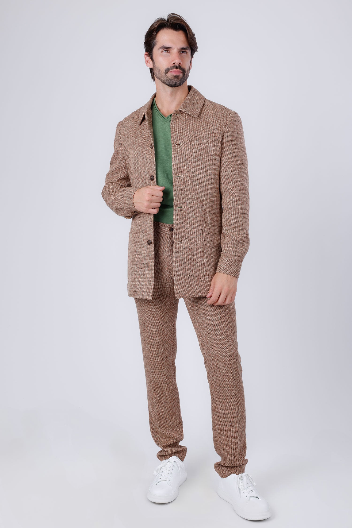Barabas Men's Wool Texture Stretch Waist Dress Pants 4CP33 Brown