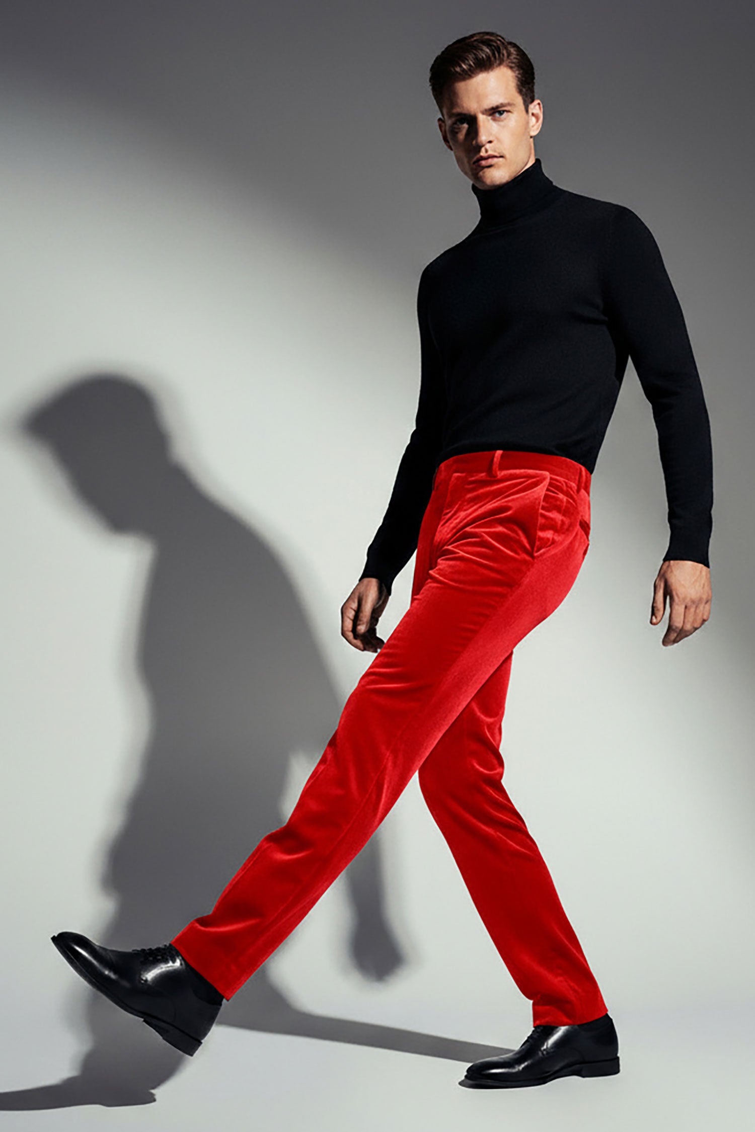 Barabas Men's Velvet Shiny Slim Fit Solid Color Shiny Pants 4CP40 Burgundy