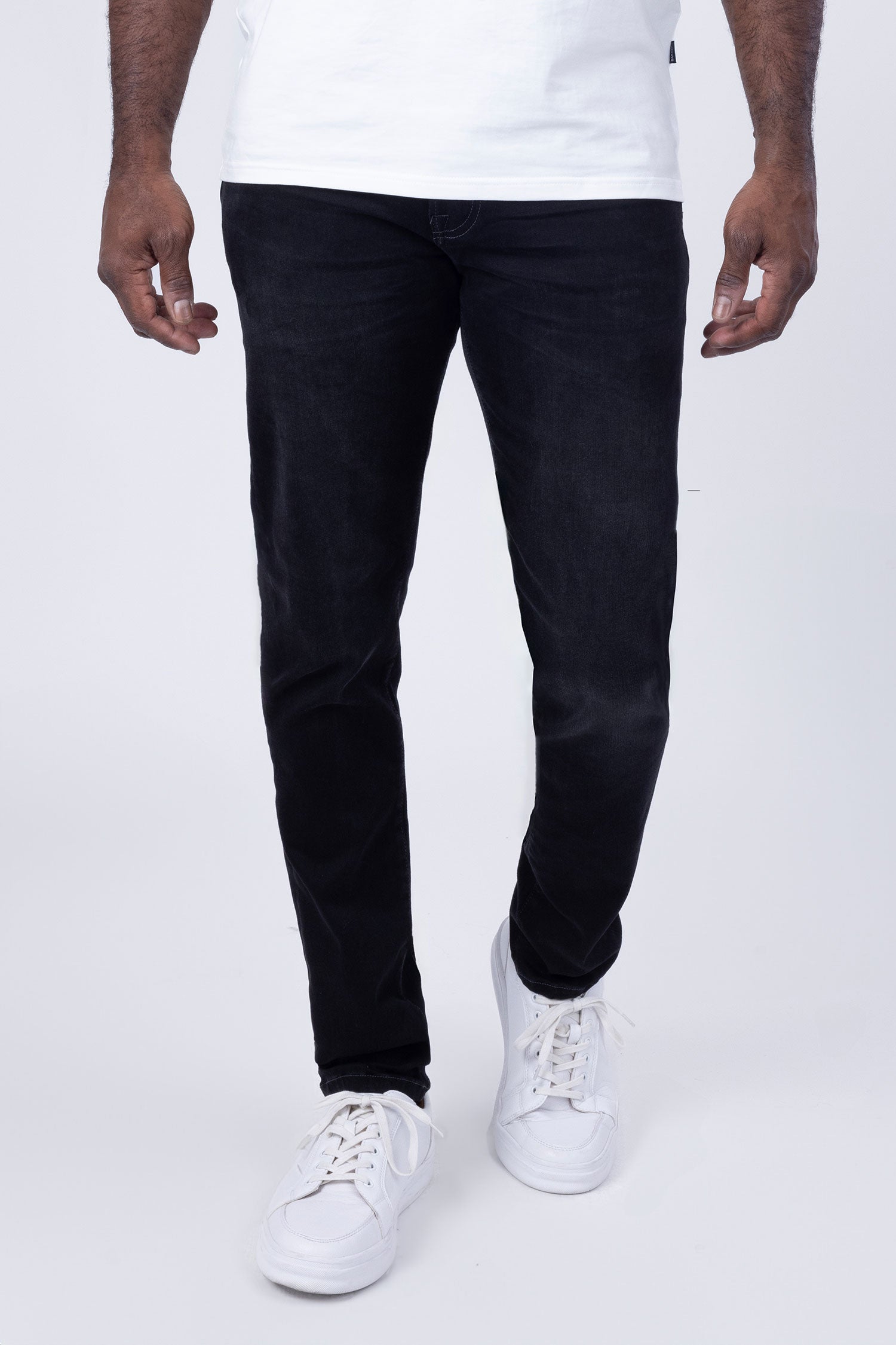 Barabas Men's Solid Color Mid-Rise Slim-Fit Denim Jeans 4JE13 Black