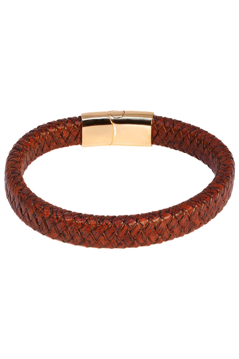 Barabas Unisex Braided Leather Magnetic Closure Bracelets 4LB02 Coffee brown