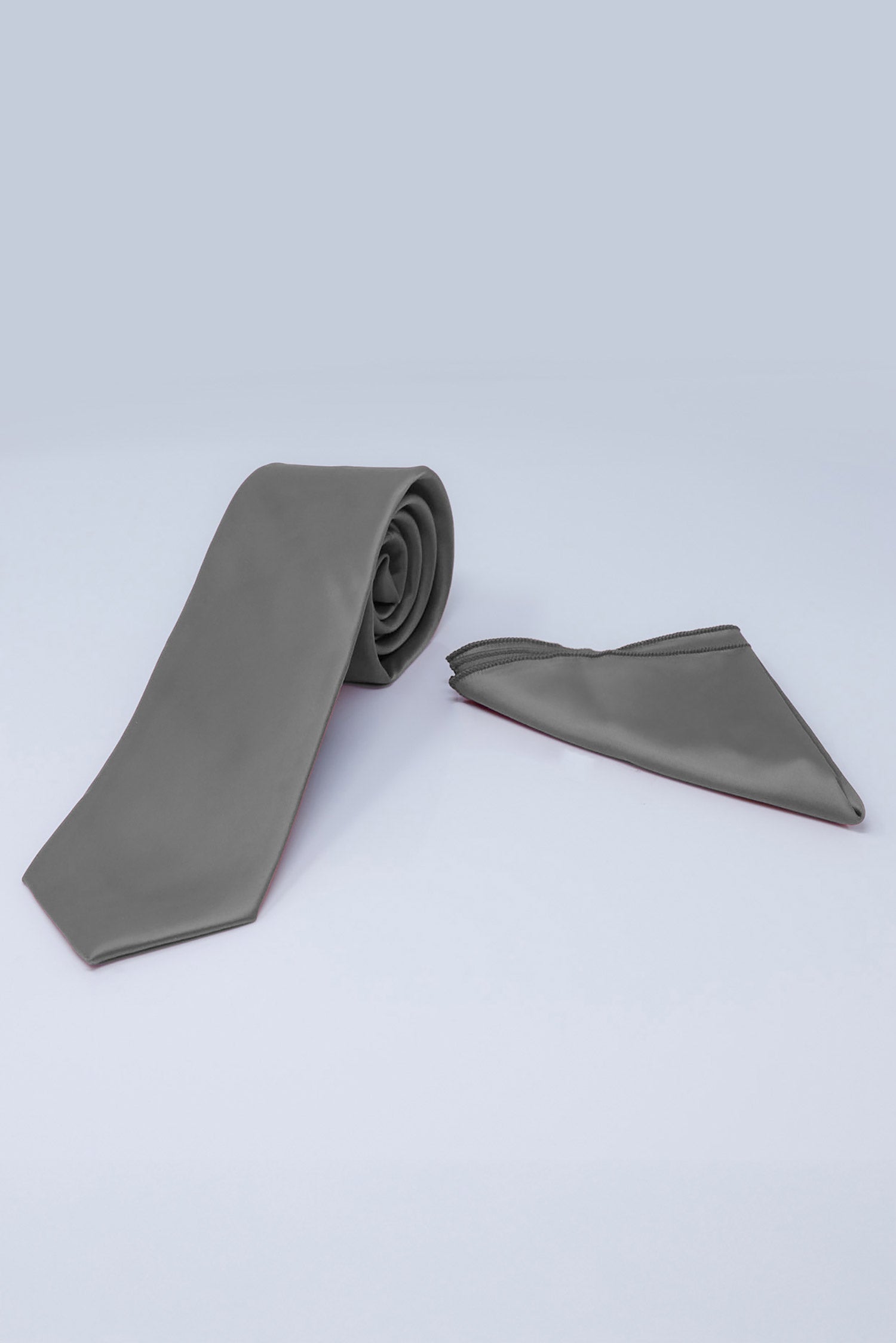 Barabas Men's Solid Color Shiny Satin Luxury Formal Necktie 4NT01 Grey