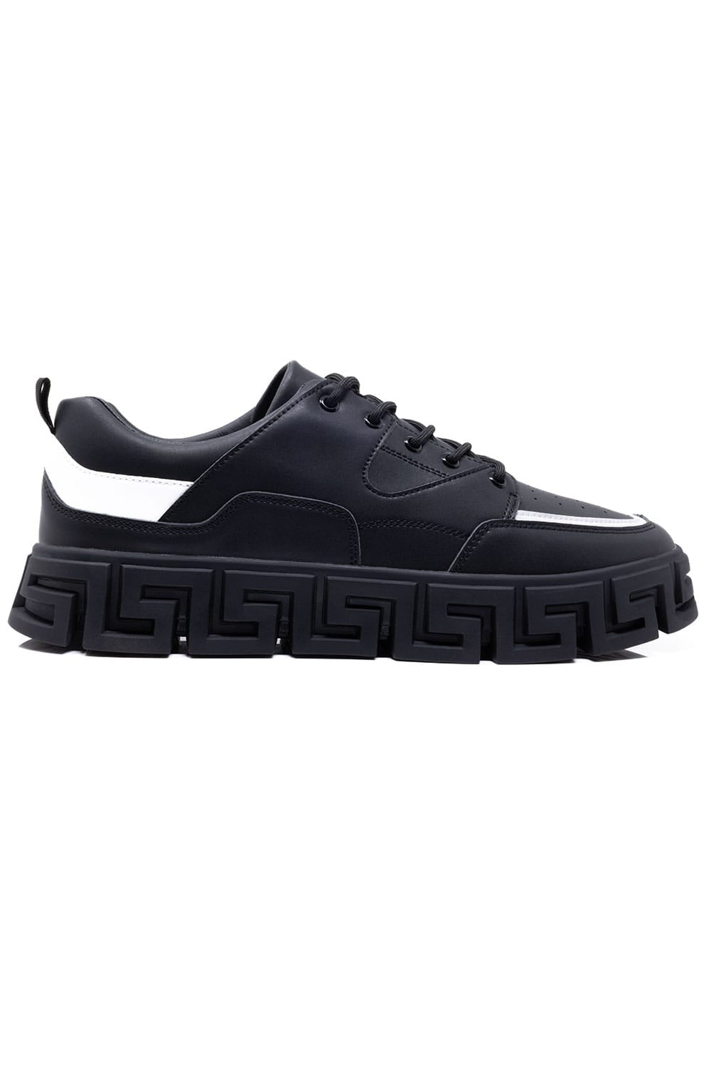 Barabas Men's Premium Greek Key Pattern Walking Sneakers 4SK03 #Color_Black