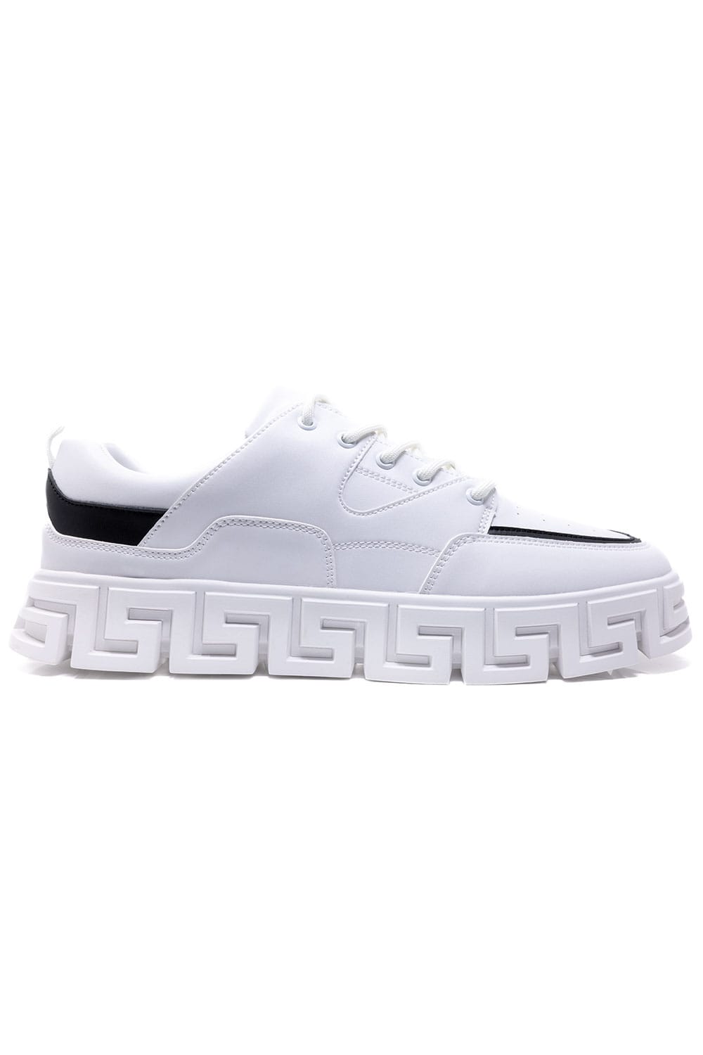 Barabas Men's Premium Greek Key Pattern Walking Sneakers 4SK03 #Color_White